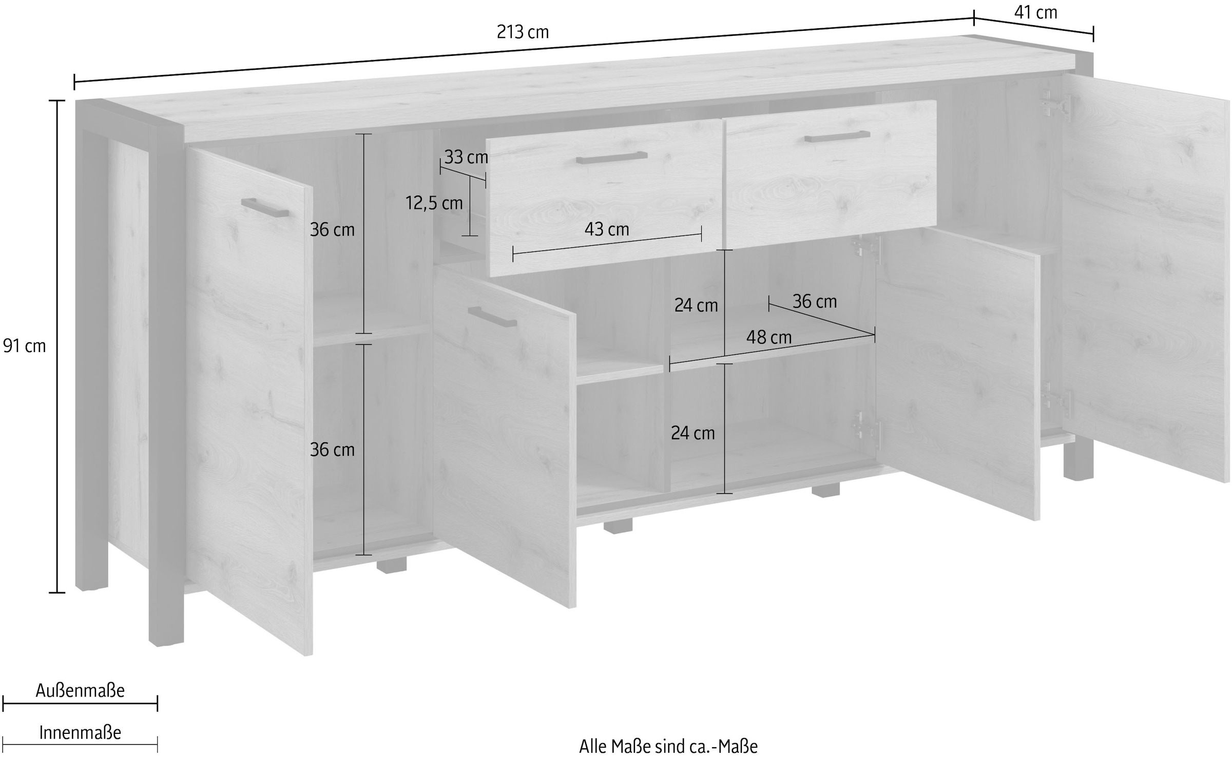 Home affaire Sideboard »Aktiv«, Breite 213 cm