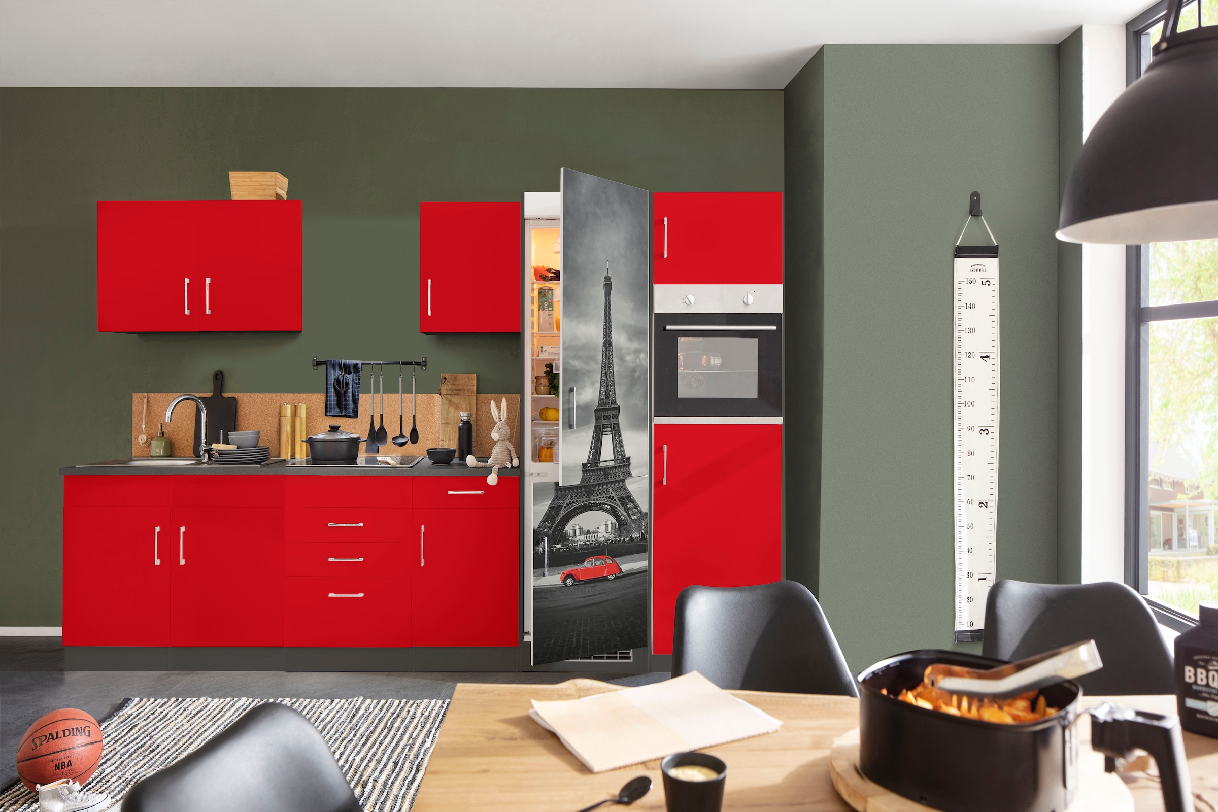 KOCHSTATION Küchenzeile »KS-Paris – Küchen mit einzigartigen Fotomotiven auf den Fronten« ohne E-Geräte, Breite 330 cm