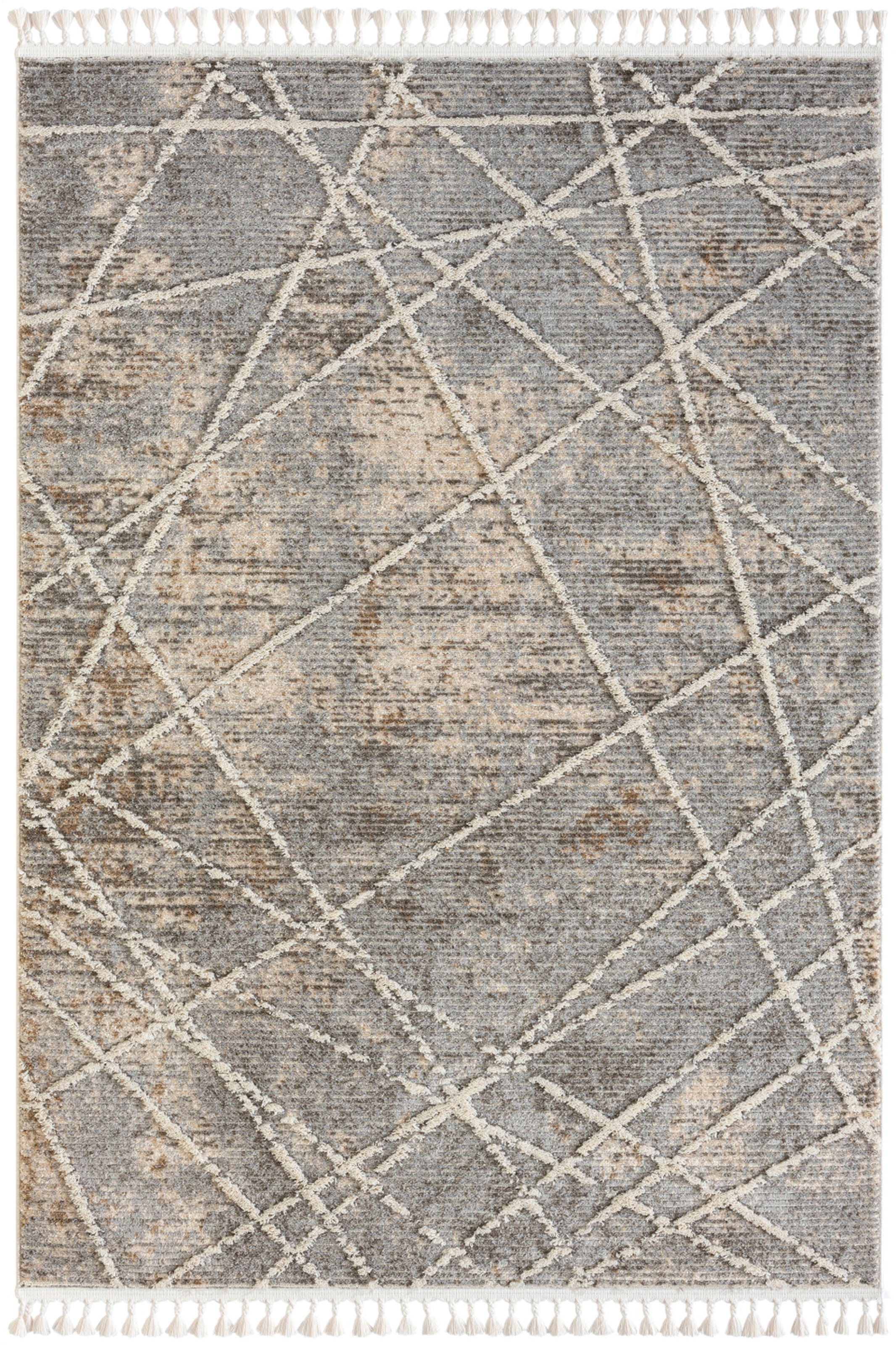 Myflair Möbel & Accessoires Teppich »Nelia Lagerräumung«, rechteckig, 15 mm Höhe, Kurzflor, mit Hoch-Tief Effekt, Microfaser, mit Fransen