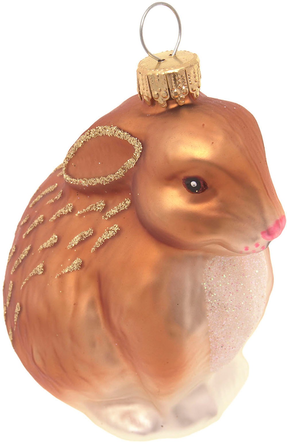 Krebs Glas Lauscha Christbaumschmuck »Hase, Braun, 9cm«, (1 tlg.), Christbaumschmuck aus Glas, mundgeblasen, handgefertigt, Tierfigur