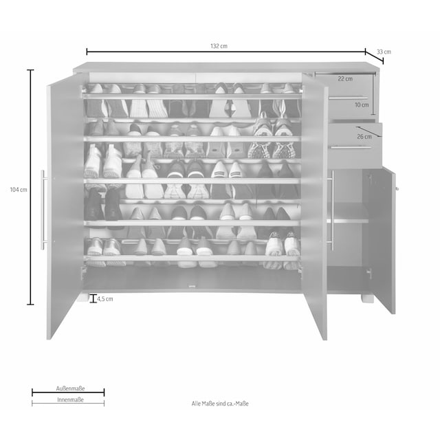 Schildmeyer Schuhschrank »Pisa«, mit 3 Türen und 2 Schubkästen auf Raten  bestellen