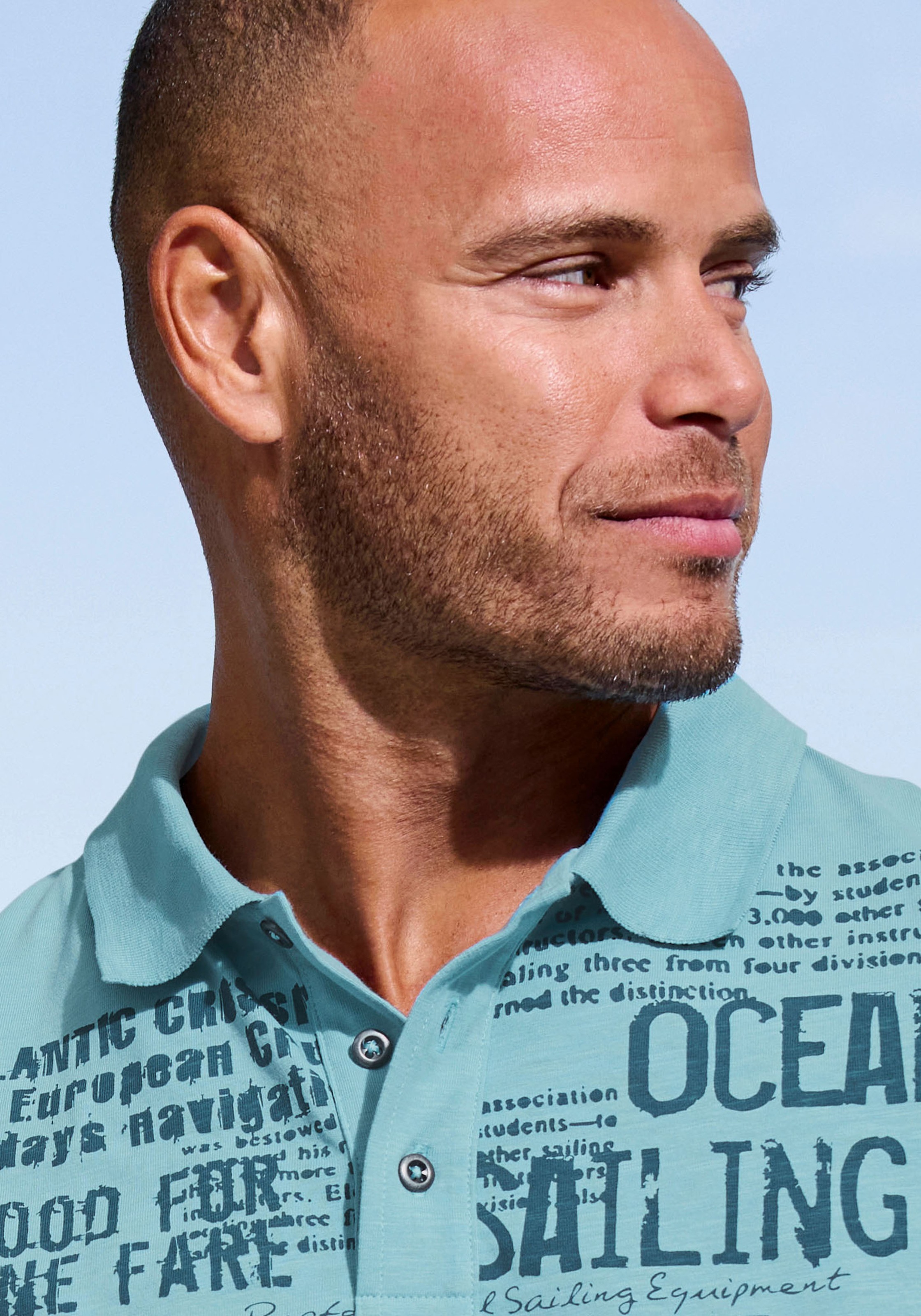 John Devin Poloshirt »mit Print«, Regular-Fit, aus Slub-Qualität, mit Print