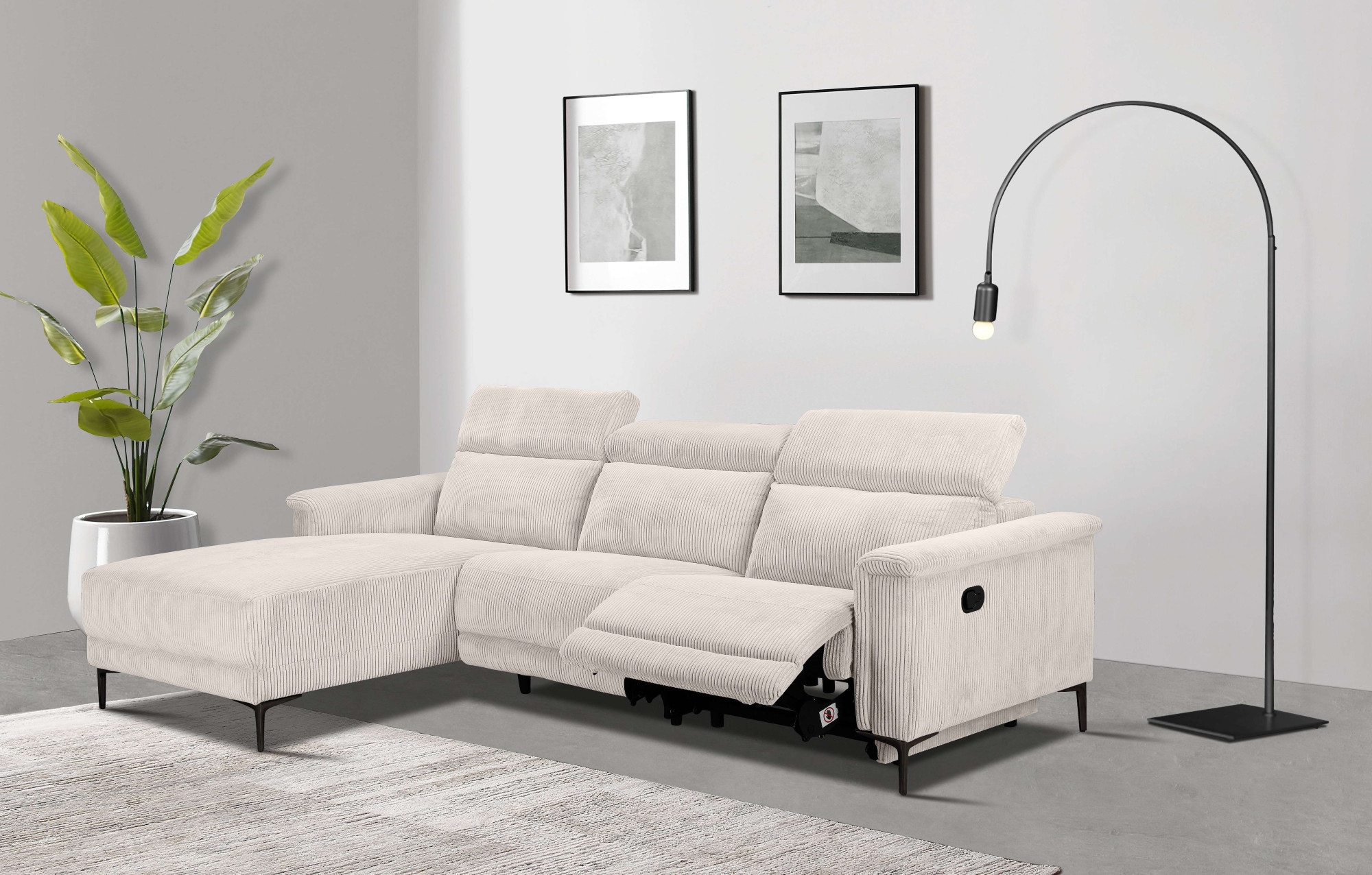 Ecksofa »Lund in Cord, L-Form, 261 cm, mit manueller«, o. elektrischer Relaxfunktion,...