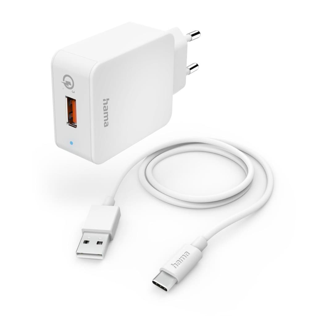 Hama Smartphone-Ladegerät »Schnellladegerät mit Ladekabel USB C, Qualcomm®, 19,5 W, 1,5 m, Weiß«