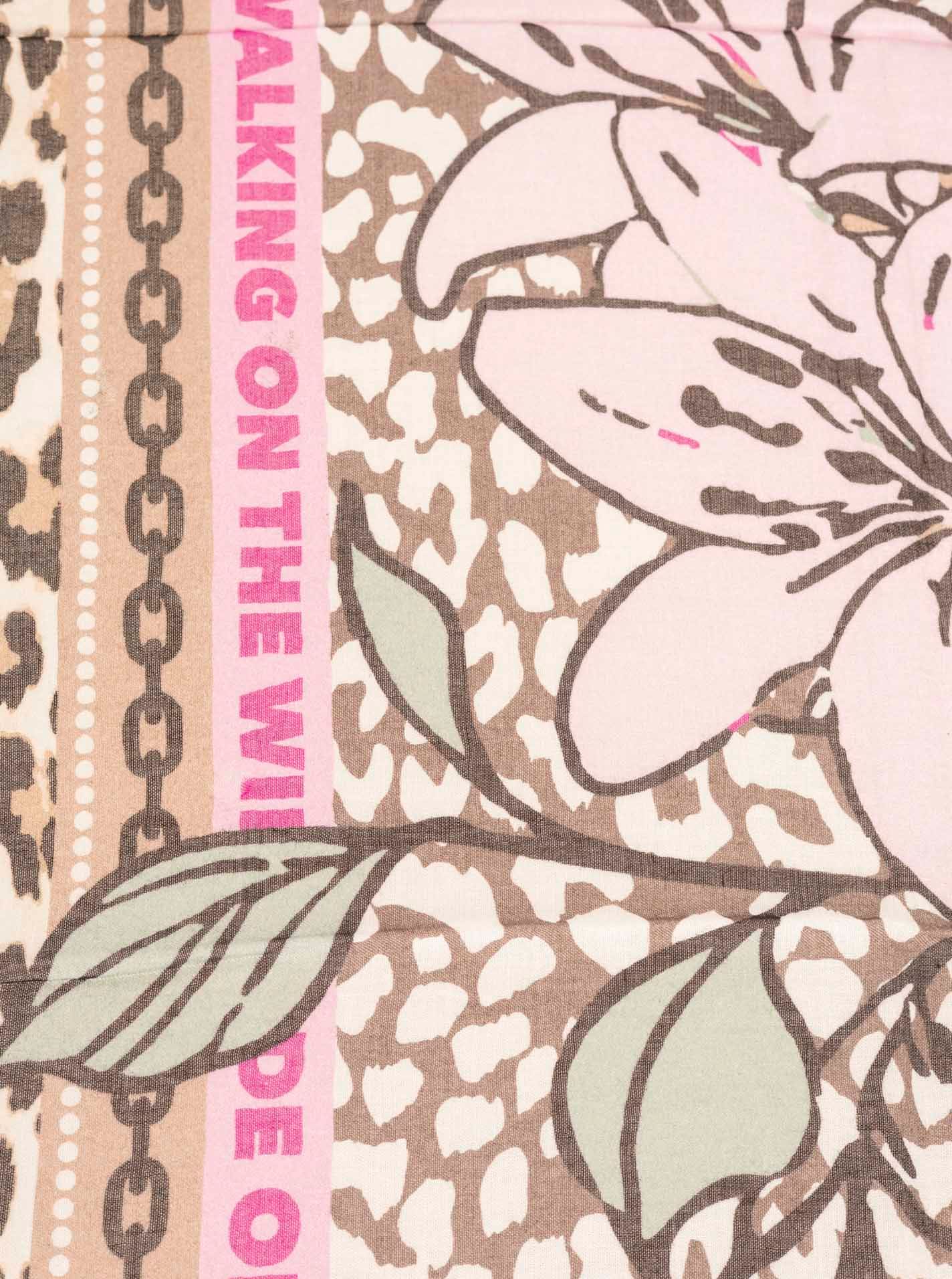 Zwillingsherz Modetuch »"Wild Side of Life"« Mustermix: Leopard und Blüten, Fransenabschlüsse rundum