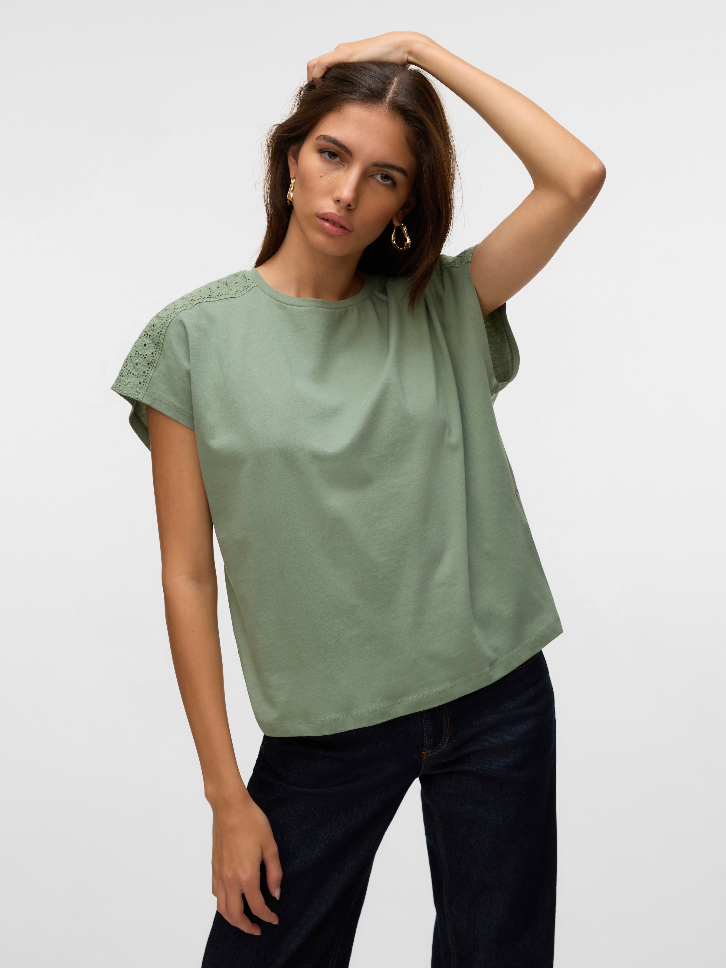 Vero Moda Kurzarmshirt »VMEMMY SS LACE TAPE TOP JRS GA NOOS«