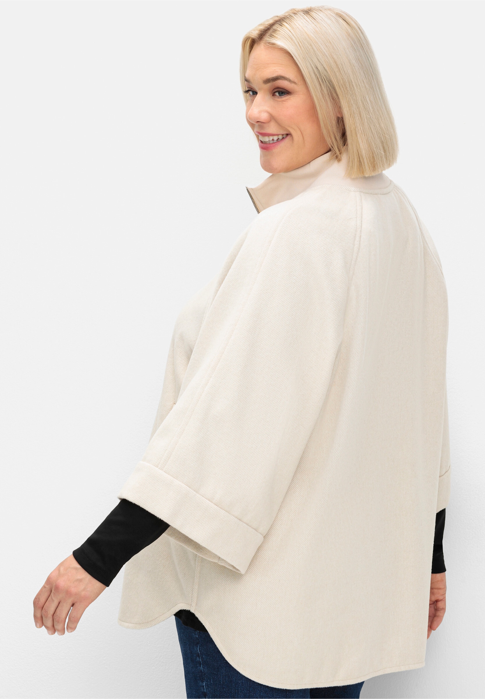 Sheego Cape »Jacke Jacke in Cape-Form, mit 3/4-Arm« ohne Kapuze