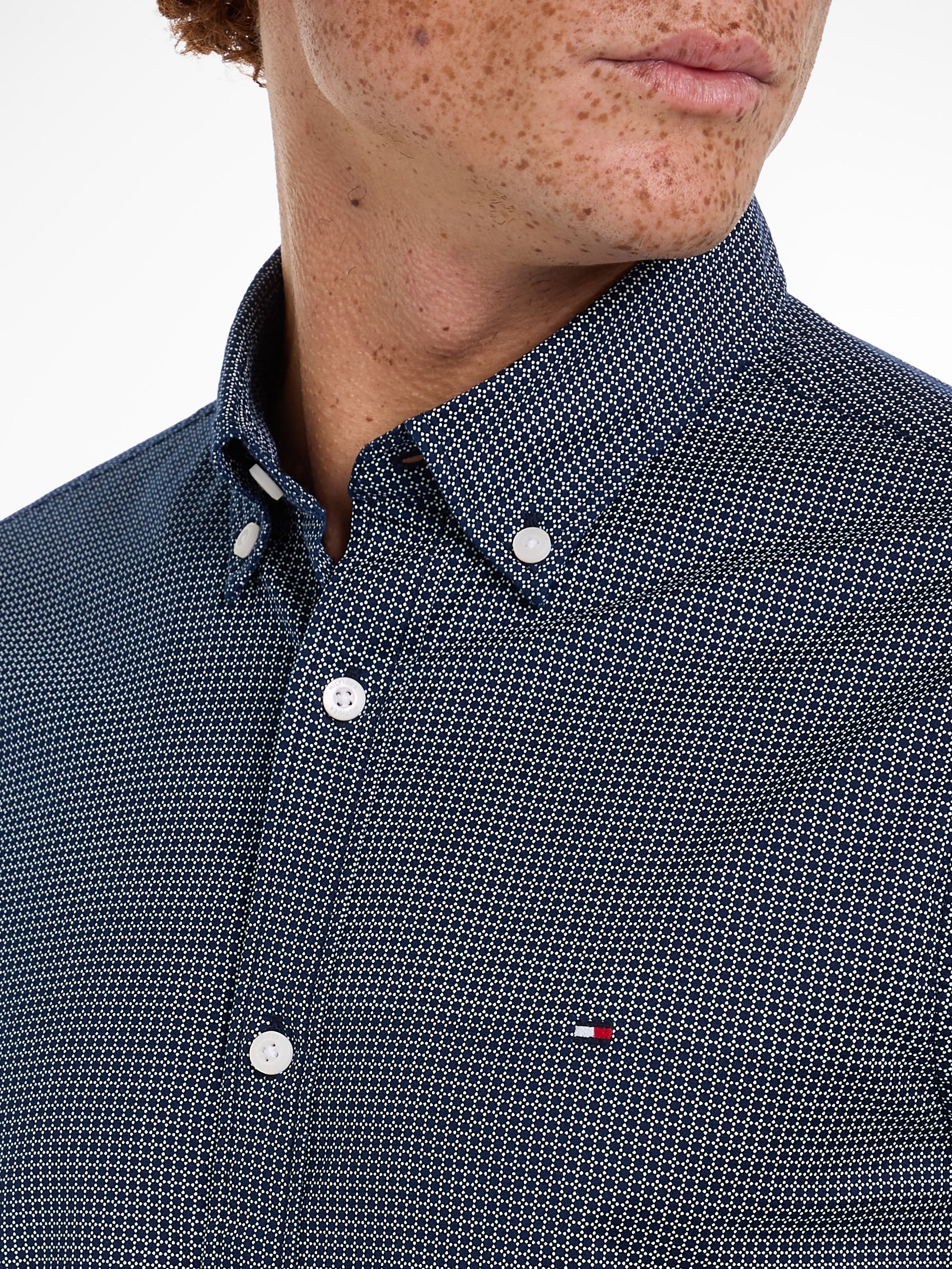 Tommy Hilfiger Businesshemd »FLEX MICRO FOULARD SF SHIRT«, Mit Minimal-Print, Button-down-Kragen