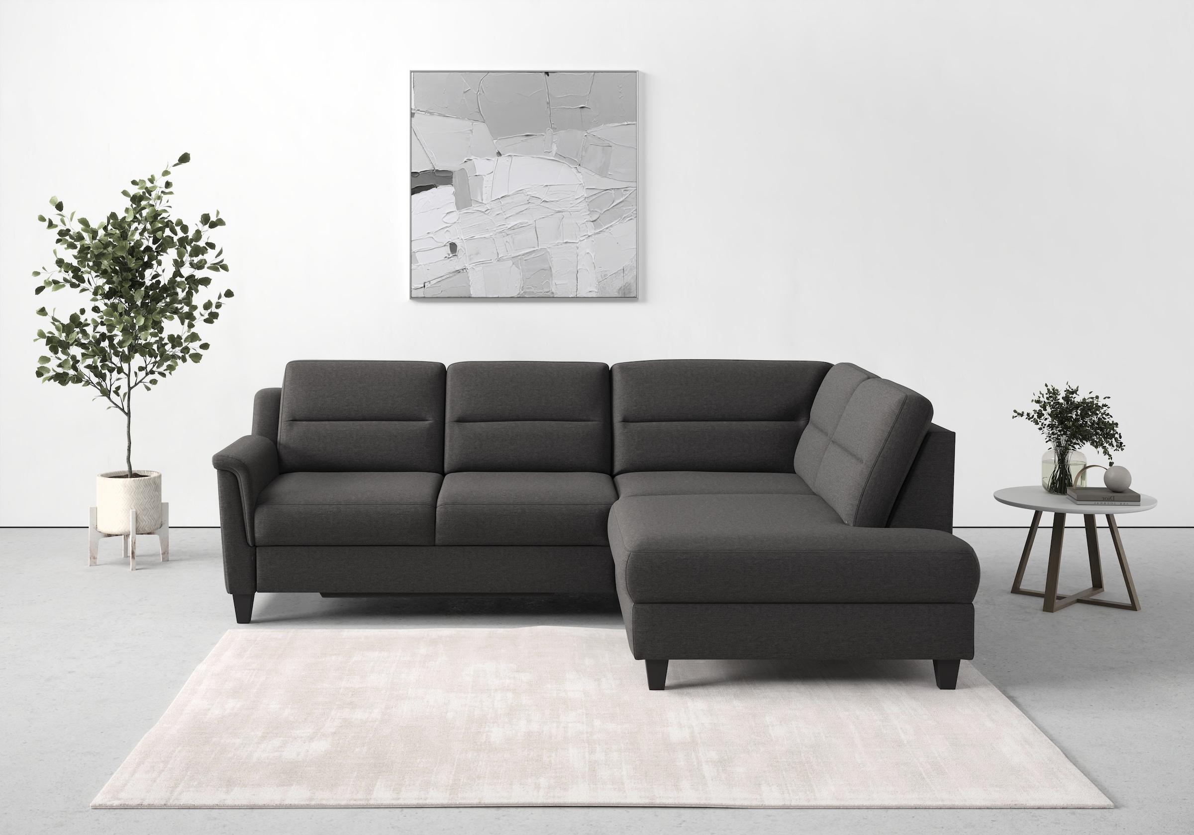 sit&more Ecksofa »Farö L-Form« inklusive Federkern, wahlweise mit Bettfunktion und Bettkasten