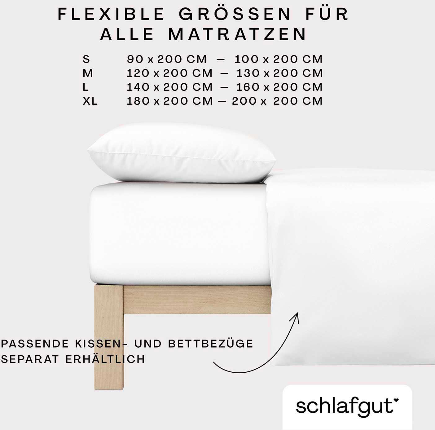 Schlafgut Spannbettlaken »CASUAL u.a. in Gr. 90x200, 140x200 oder 180x200 cm, 100% Bio-Baumwolle«, Bettlaken für Matratzen bis 25 cm Höhe, zuverlässig, langlebig, weich