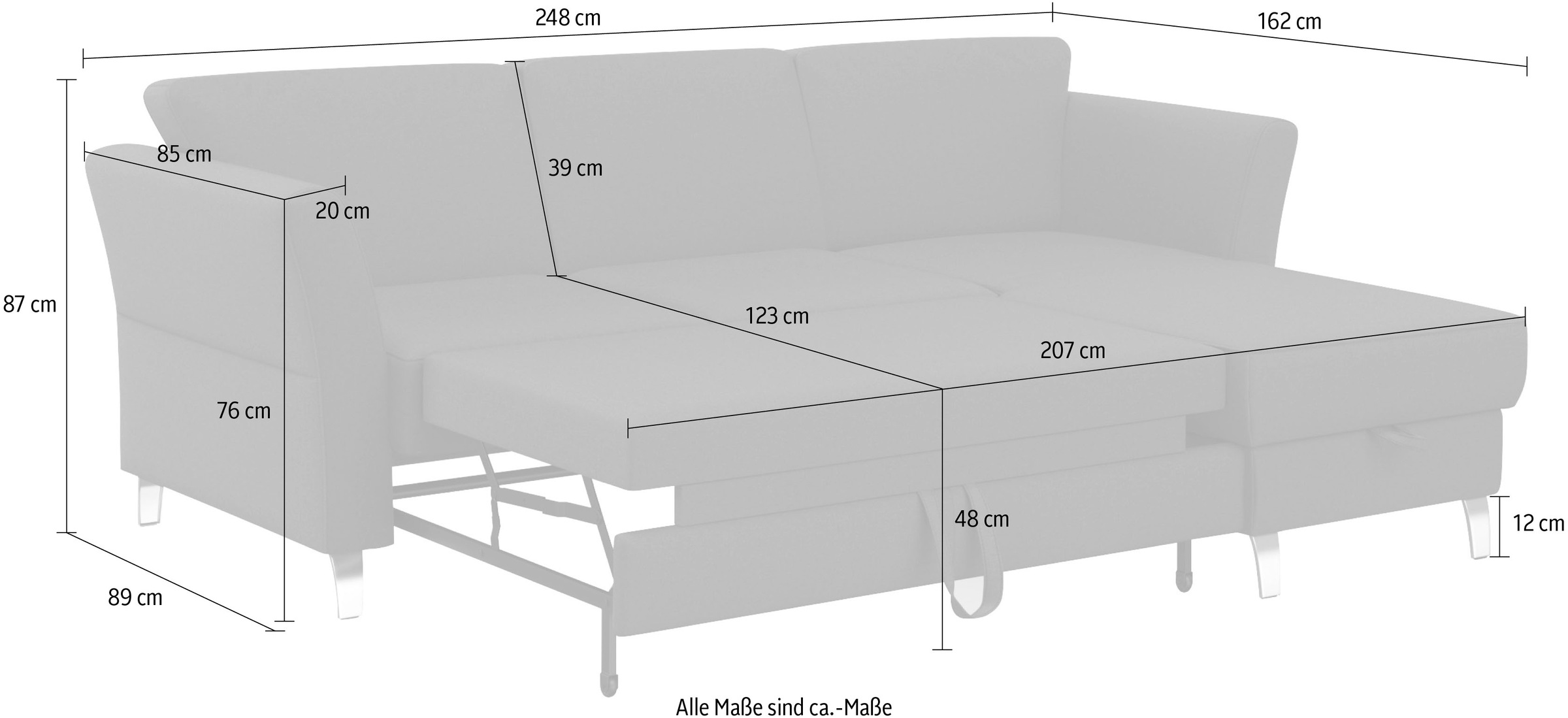 sit&more Ecksofa »Visby L-Form«, wahlweise mit Bettfunktion und Bettkasten, frei im Raum stellbar