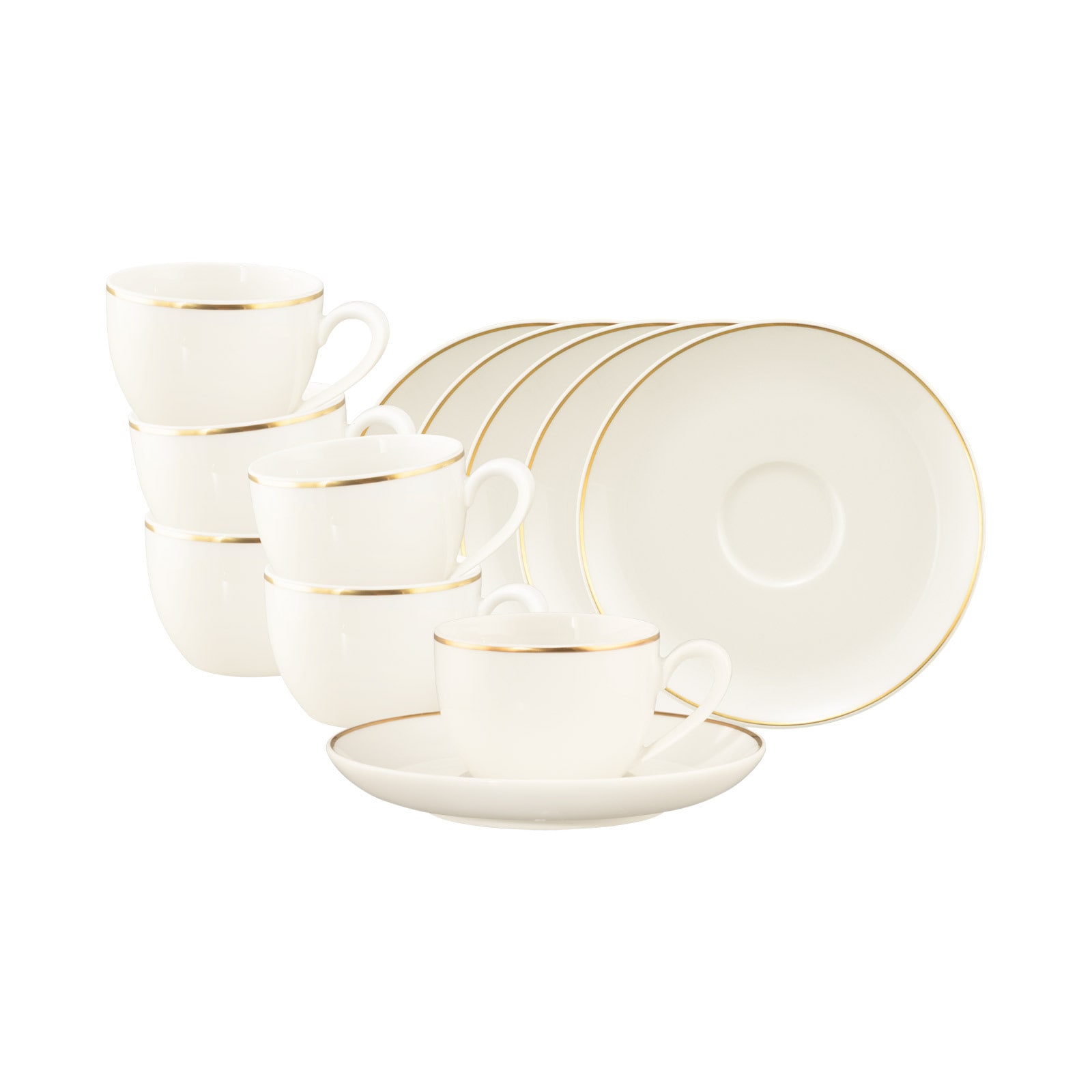 Seltmann Weiden Espressotassen mit Untertassen Savona Goldlinie 110 ml 6er Set