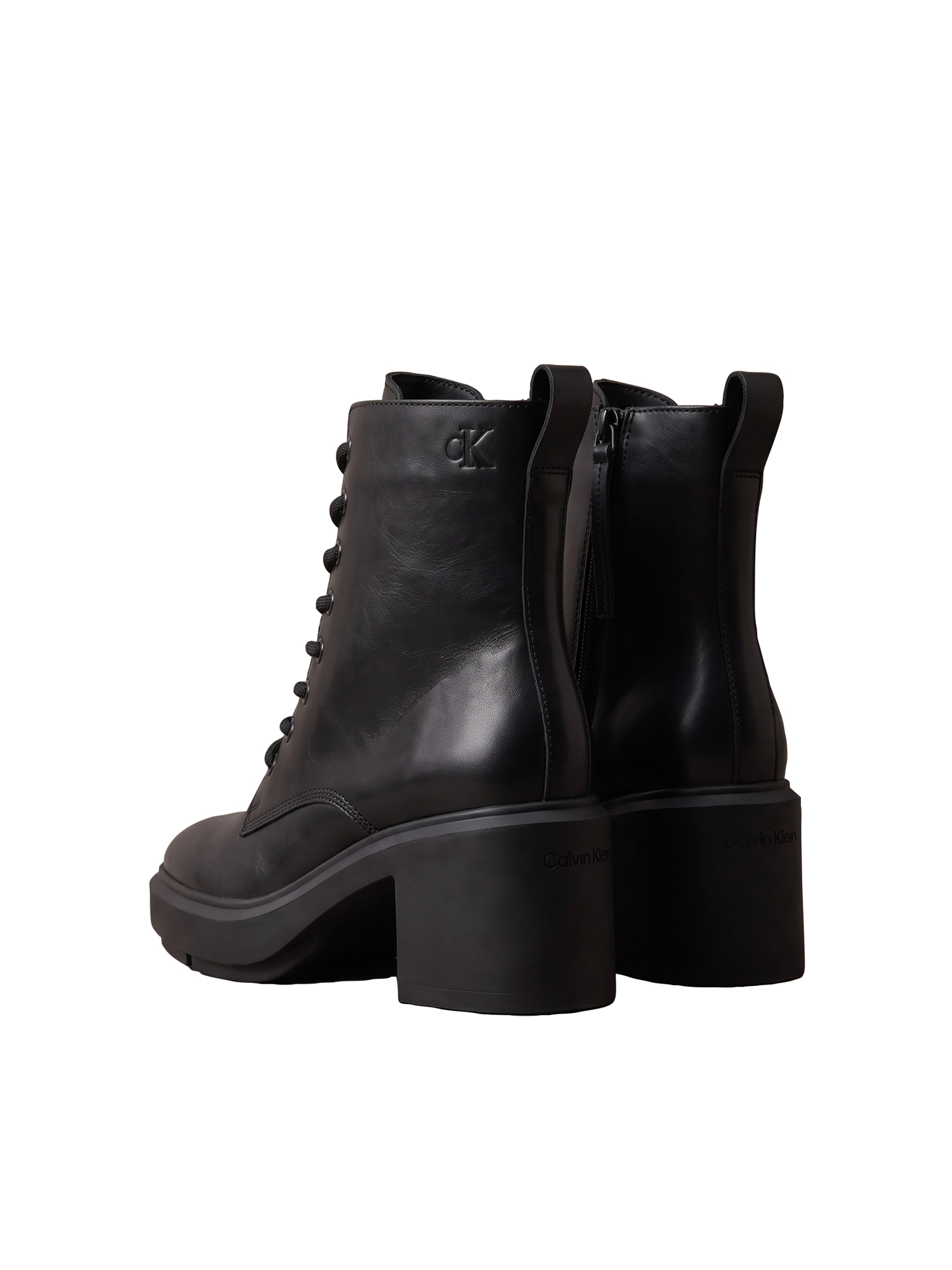 Calvin Klein Schnürstiefelette »BLOCK HEEL ANK BOOT LACEUP LTH«  Schnürboots mit Blockabsatz und Anziehlasche