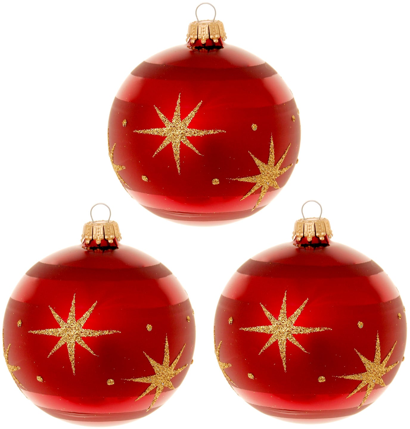 Krebs Glas Lauscha Weihnachtsbaumkugel »Xmas Night "Komet", 8 cm«, (Set, 3 St.), Weihnachtsdeko rot, Christbaumschmuck, Christbaumkugeln aus Glas