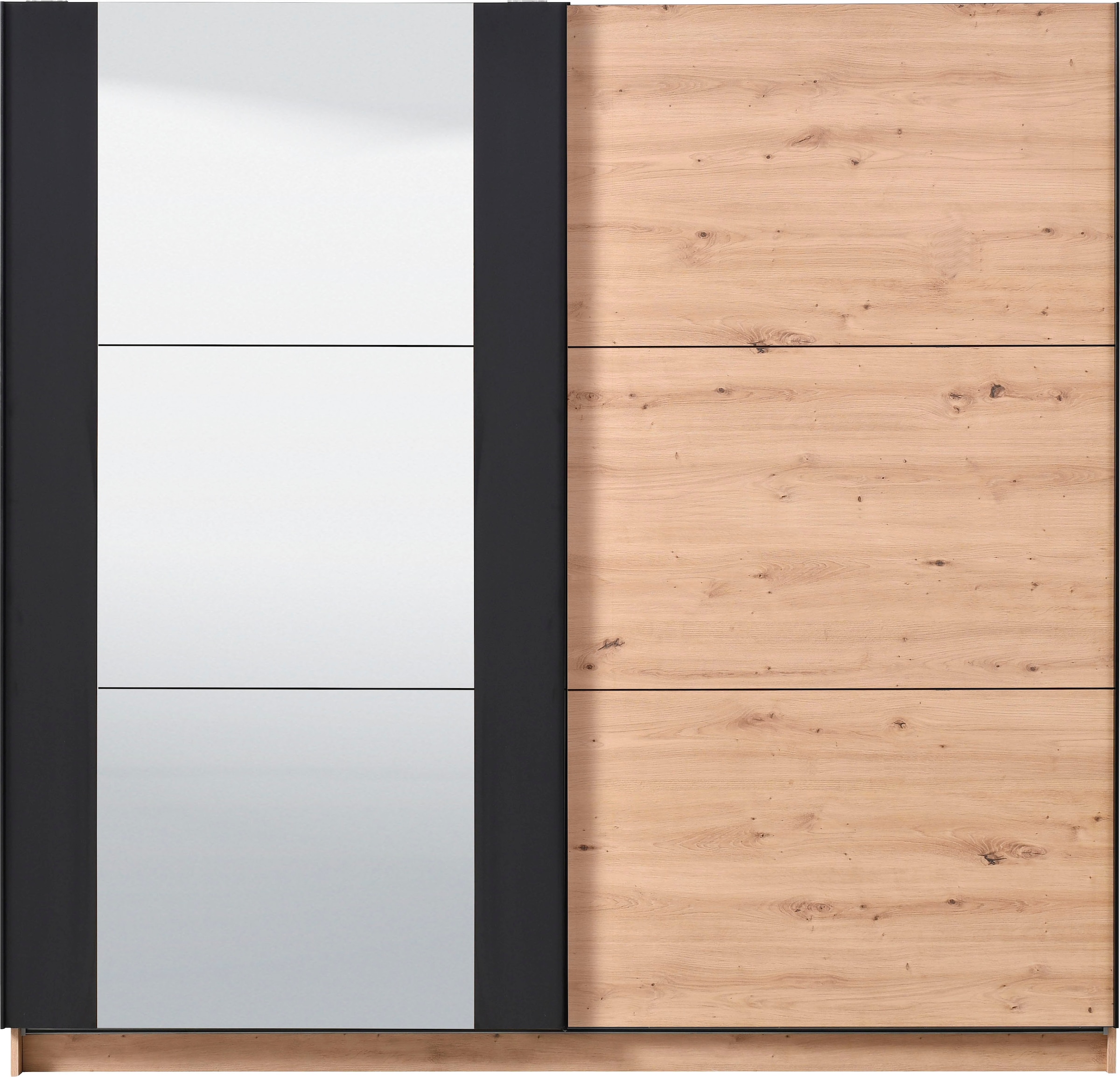 INOSIGN Schwebetürenschrank »Sardinia, Kleiderschrank mit Spiegel, FSC®-zertifiziert«, inklusive Inneneinteilung, 217x210x62,5cm, ABS Schutzkanten