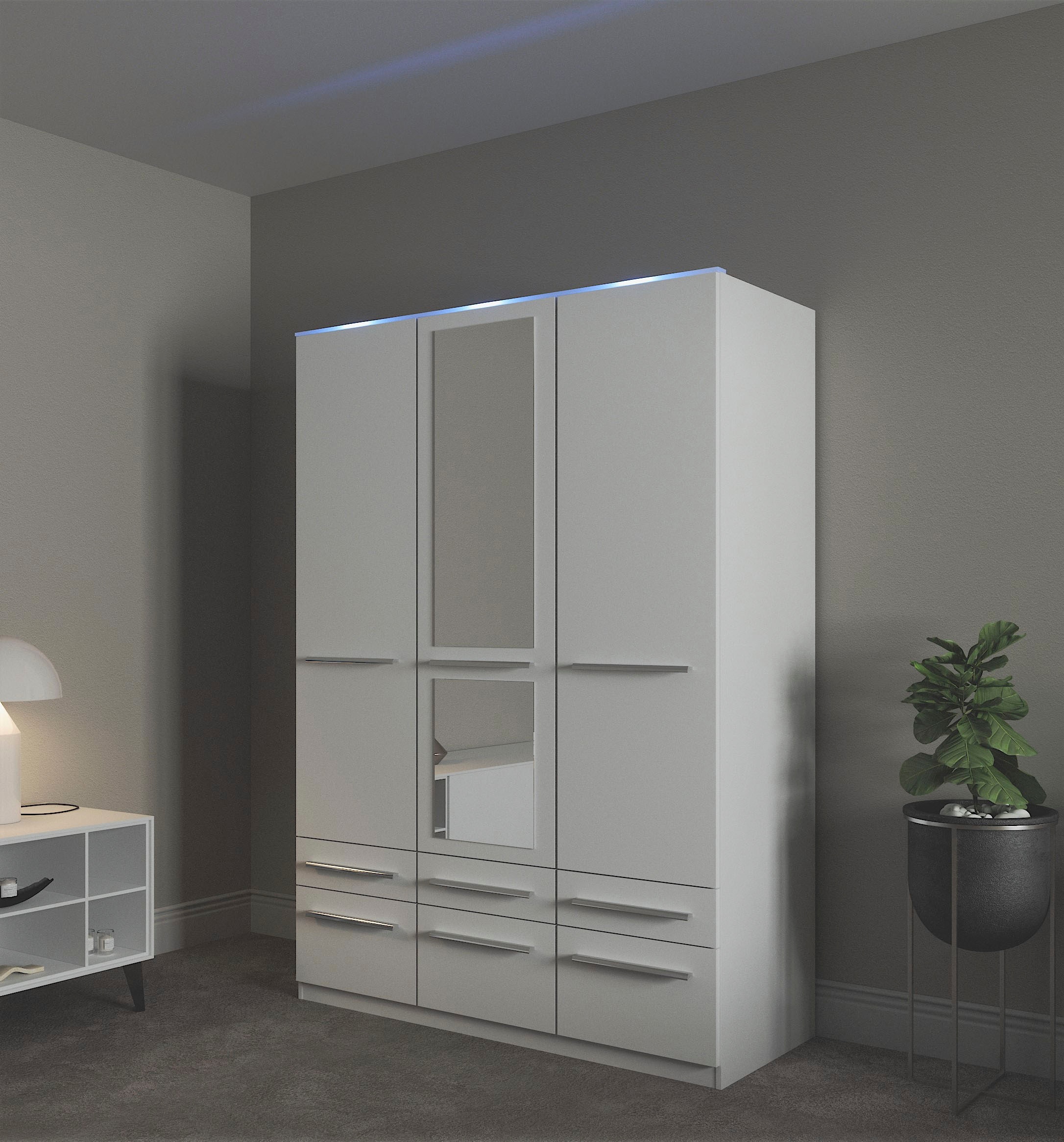 priess Kleiderschrank »Schrank Garderobe Wäscheschrank Barcelona in 5 Breiten«, viel Stauraum, geräumige Schubkästen, mit Spiegel, MADE IN GERMANY