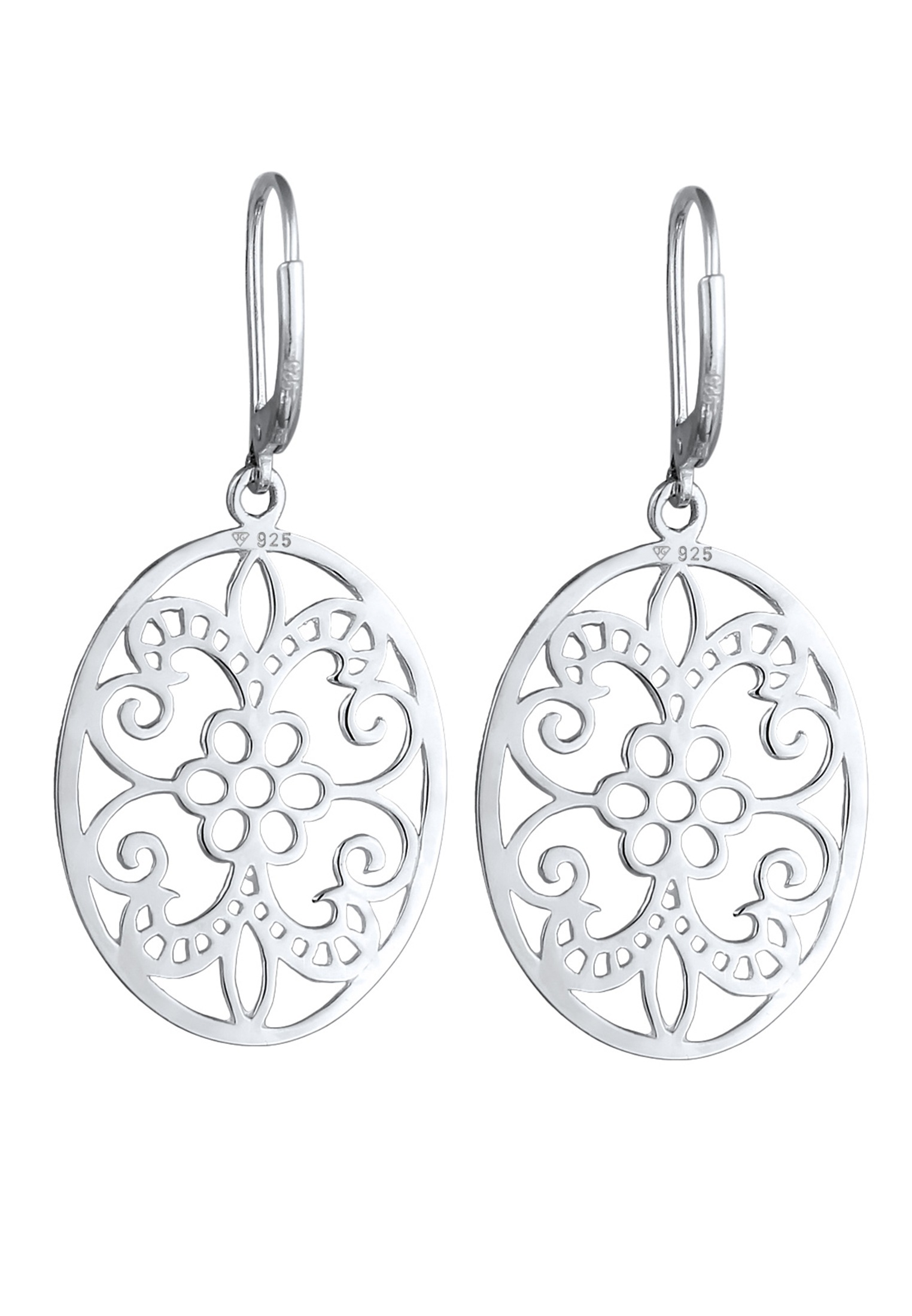 Elli Paar Ohrhänger »Ohrringe Ornament Blume Orientalisch Oval 925 Silber«