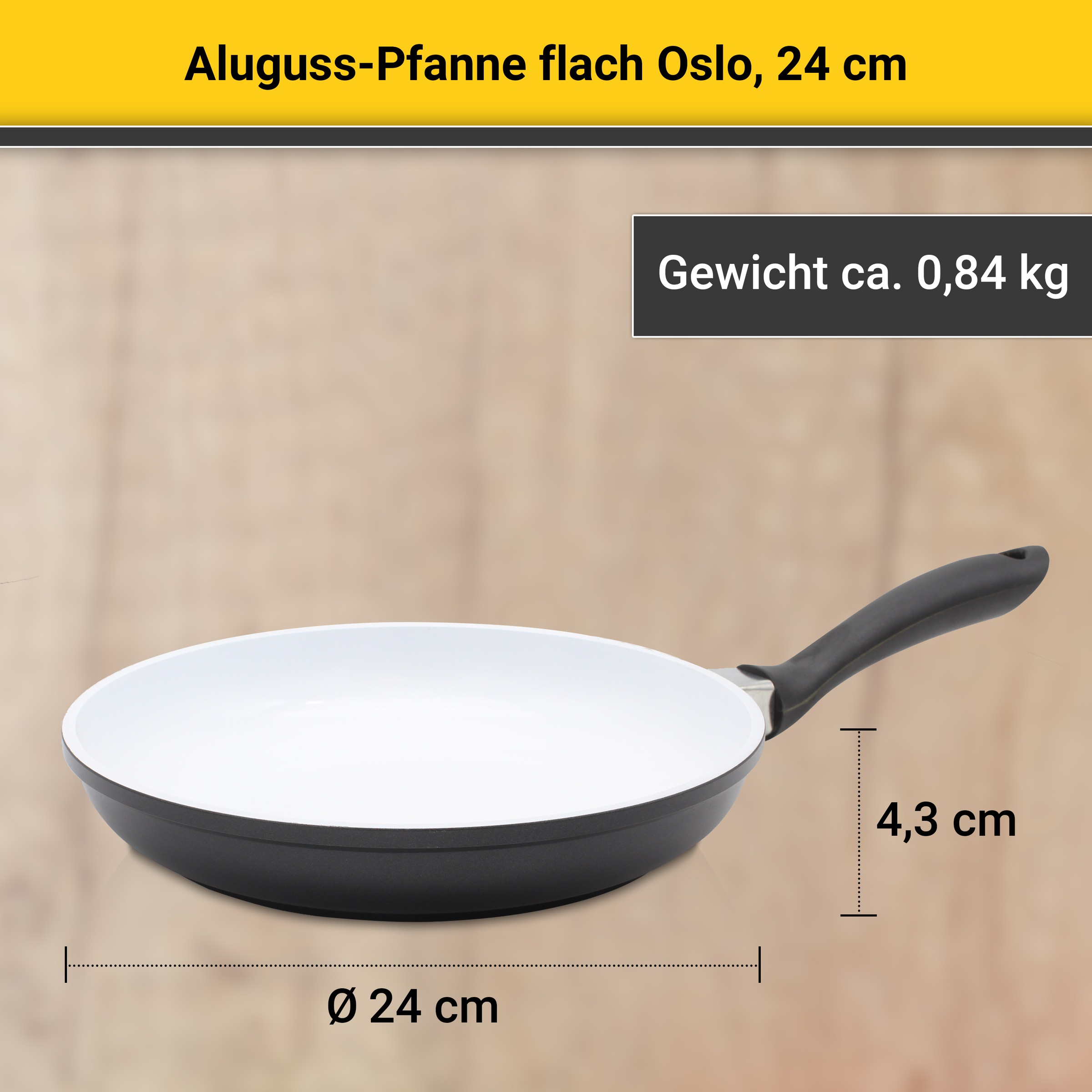 Krüger Bratpfanne »Aluguss Pfanne flach OSLO« Aluminiumguss 1 Stk. tlg. für Induktions-Kochfelder geeignet