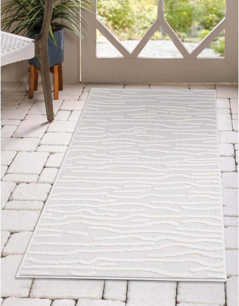 Carpet City Teppich »In-& Outdoorteppich rechteckig, Terrasse, Wetterfest für Santorini Flur & Küche, Balkon, 3D-Effekt, 450, Gestreift«, UV-beständig