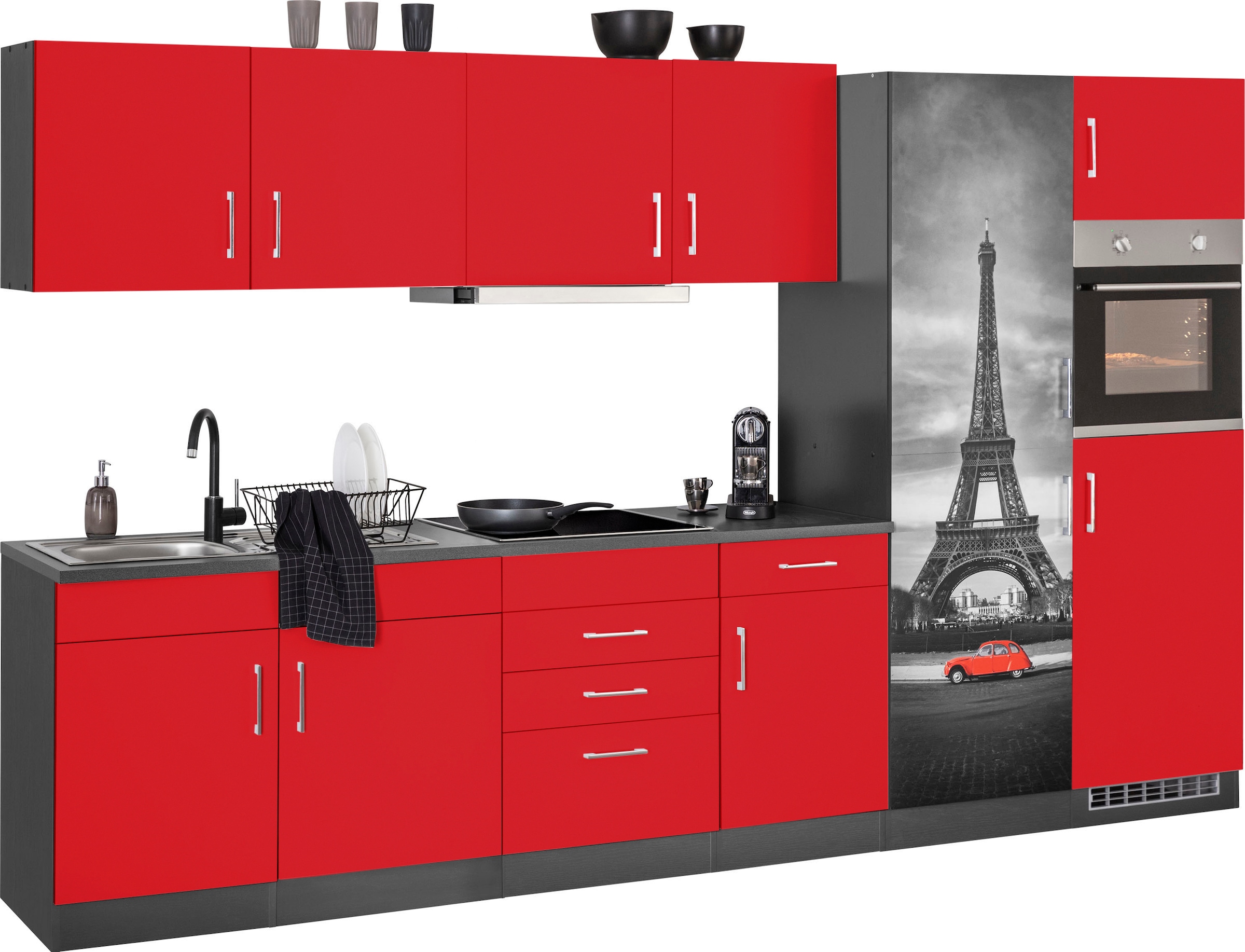 HELD MÖBEL Küchenzeile mit wahlweise Rechnung mit auf bestellen 330 cm, E-Geräten, Breite »Paris«, Induktionskochfeld