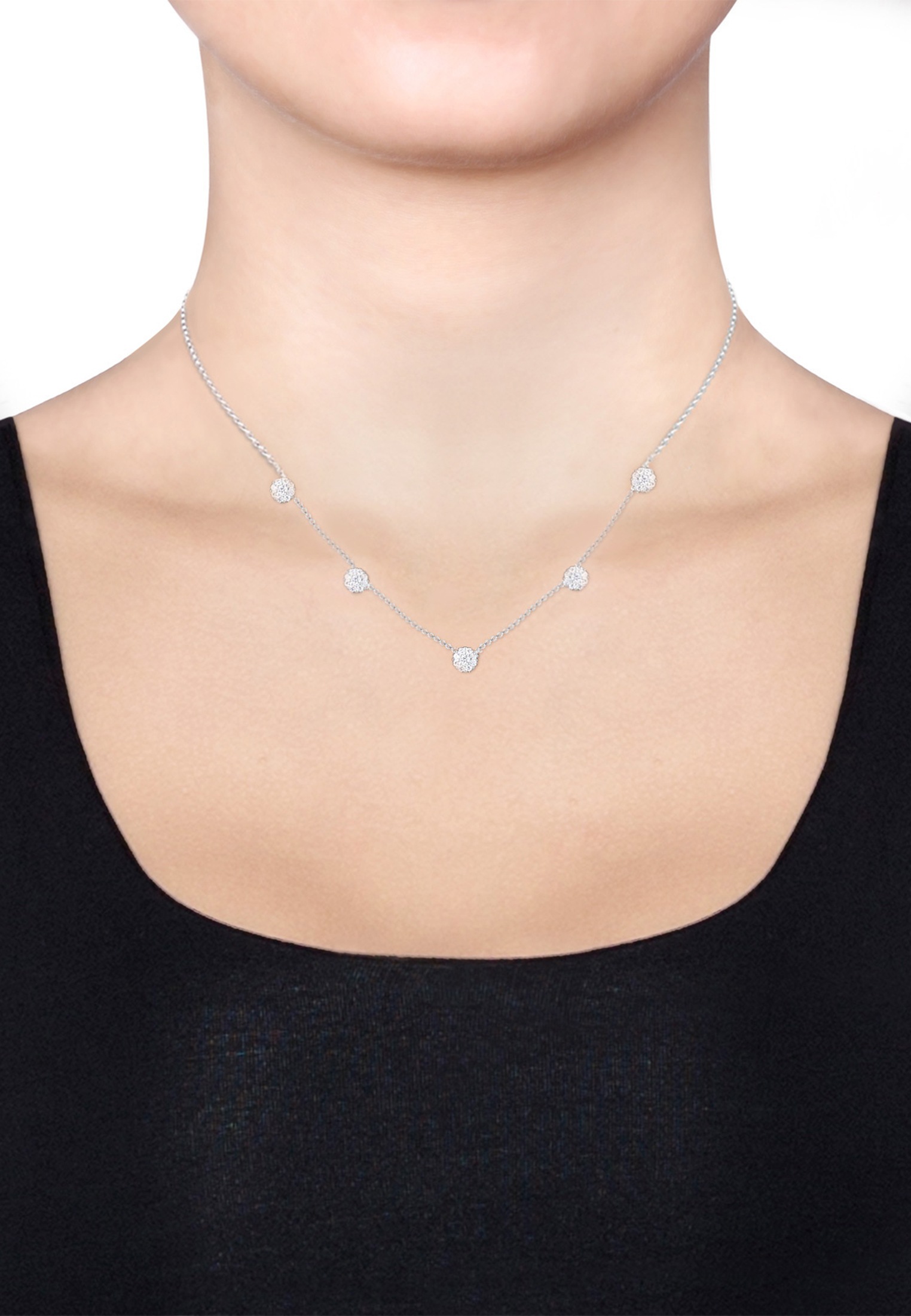 Elli Silberkette »Halskette Zirkonia Blume Symbolik 925 Sterling Silber«
