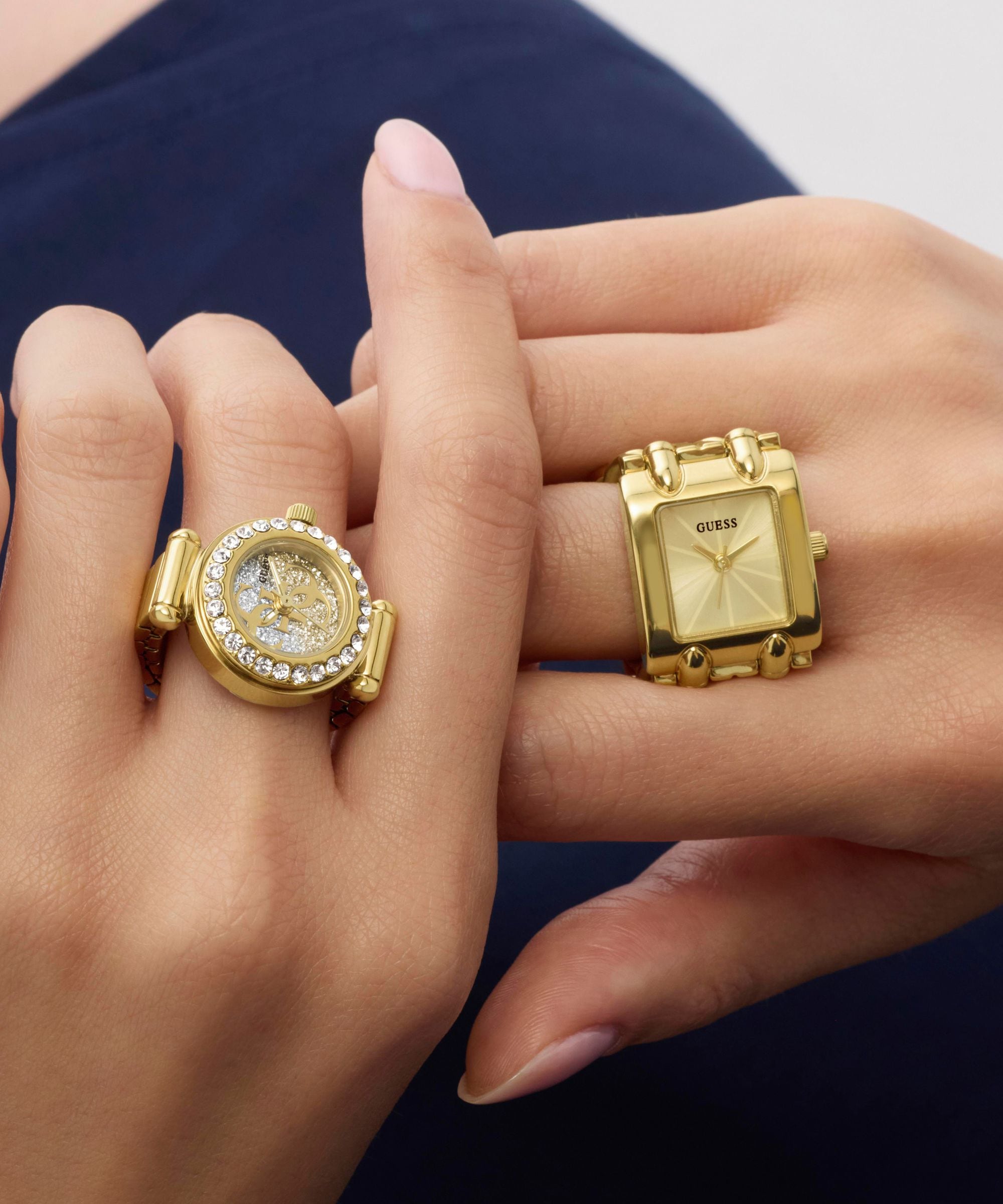 Guess Uhrenring »MOD HEAVY METAL« Quarzuhr, Damenuhr, Edelstahlringschiene, analog