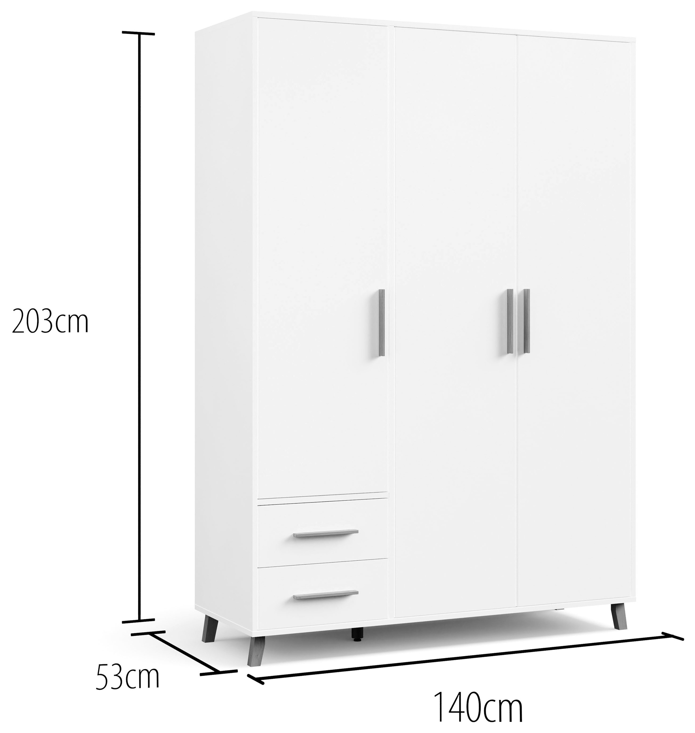 rauch Drehtürenschrank »Kleiderschrank Schrank Garderobe Wäscheschrank SHINJO«, (in 3 verschiedenen Ausstattungen BASIC/CLASSIC/PREMIUM), Griffe und Füße aus Massivholz mit 2 Schubladen MADE IN GERMANY