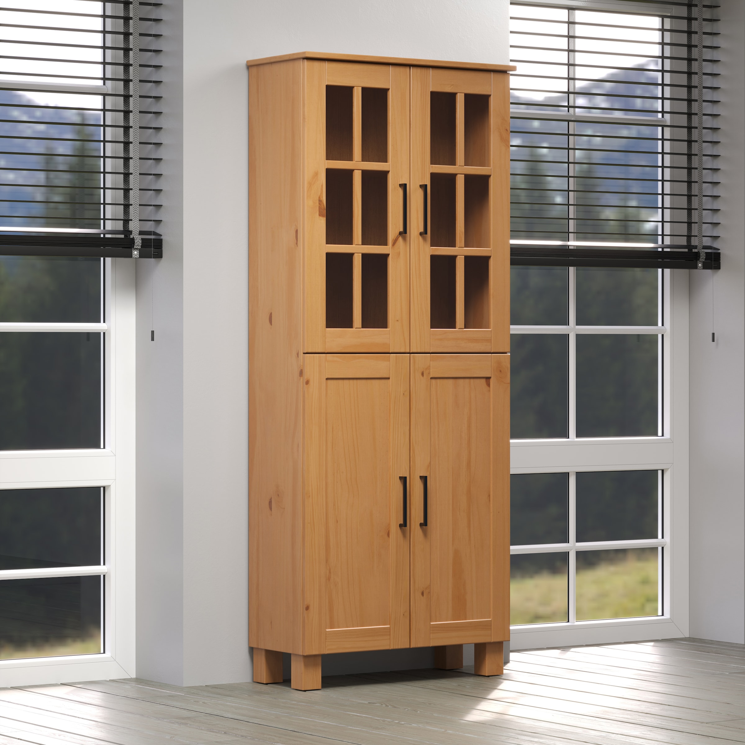 welltime Hochschrank »Ulea«, (1 St.), Breiter Badschrank aus Massivholz - Maße (B/T/H) 70/30/170 cm