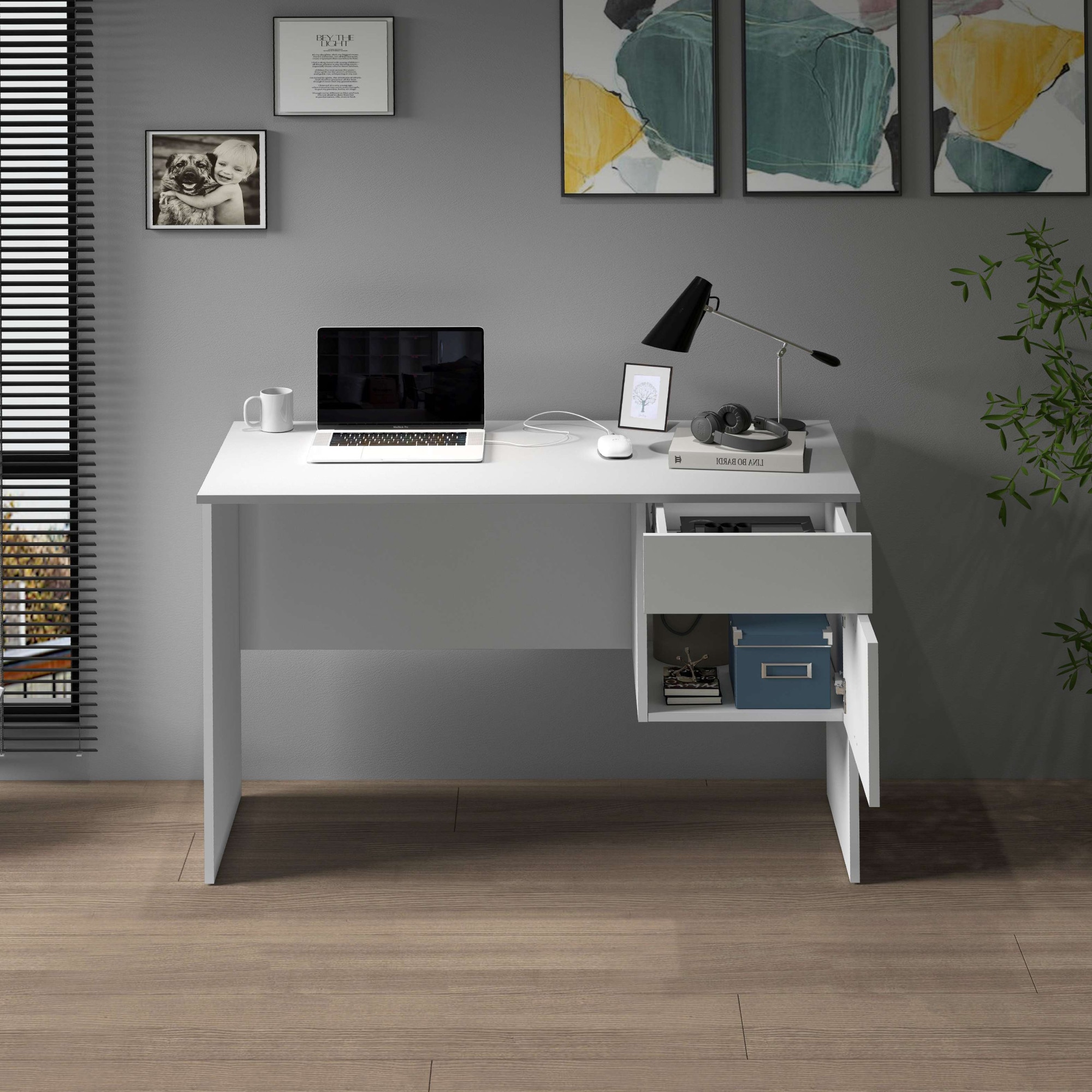 INOSIGN Schreibtisch »Essential, Schreibtisch, kleiner Computertisch, Bürotisch für Büro«, (1 St.), mit 1 Tür,1 Schublade, Arbeitsplatte Breite 110 cm