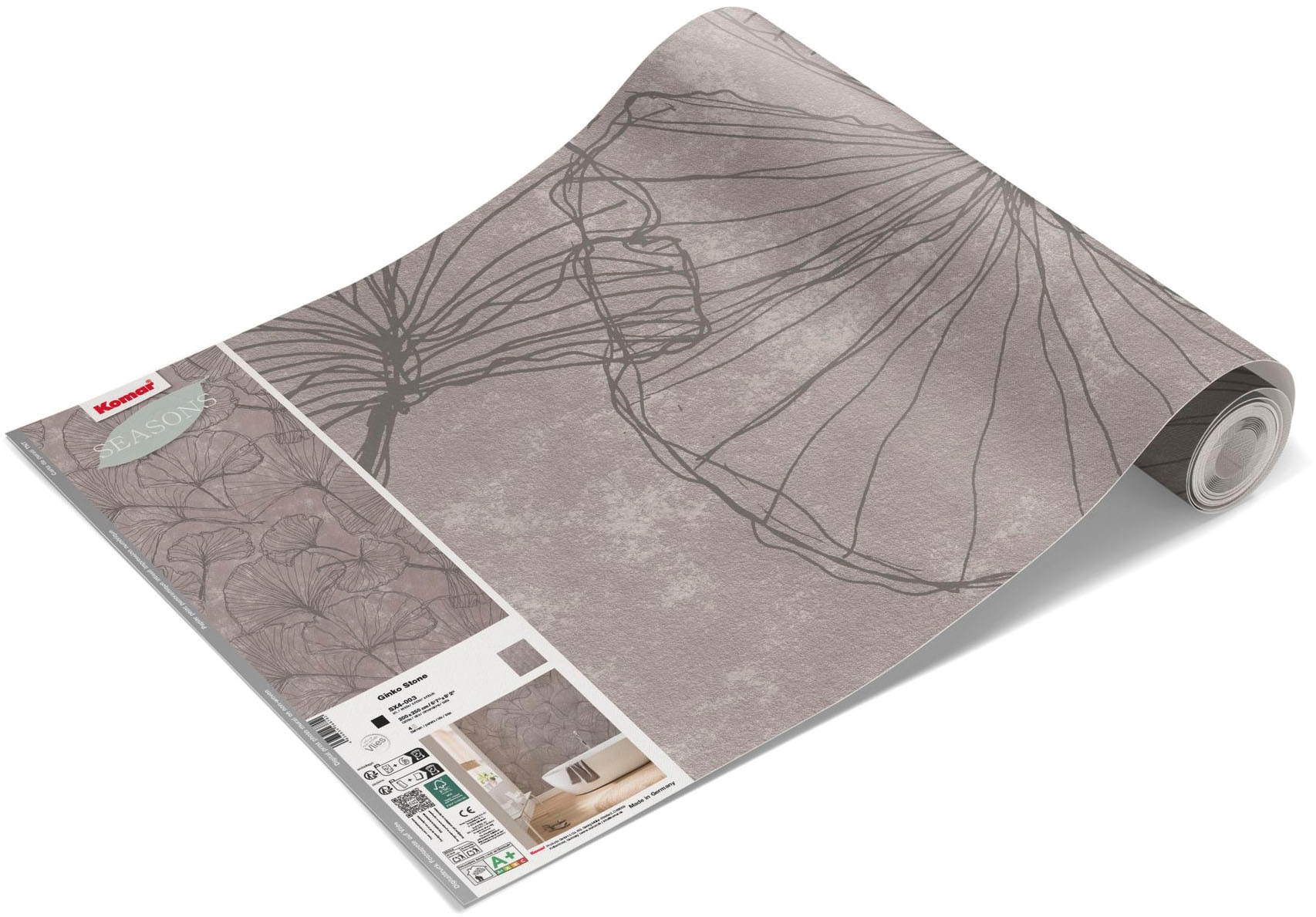 Komar Fototapete »Vlies Fototapete - Ginko Stone - Größe 200 x 250 cm« Motiv | bedruckt glatt