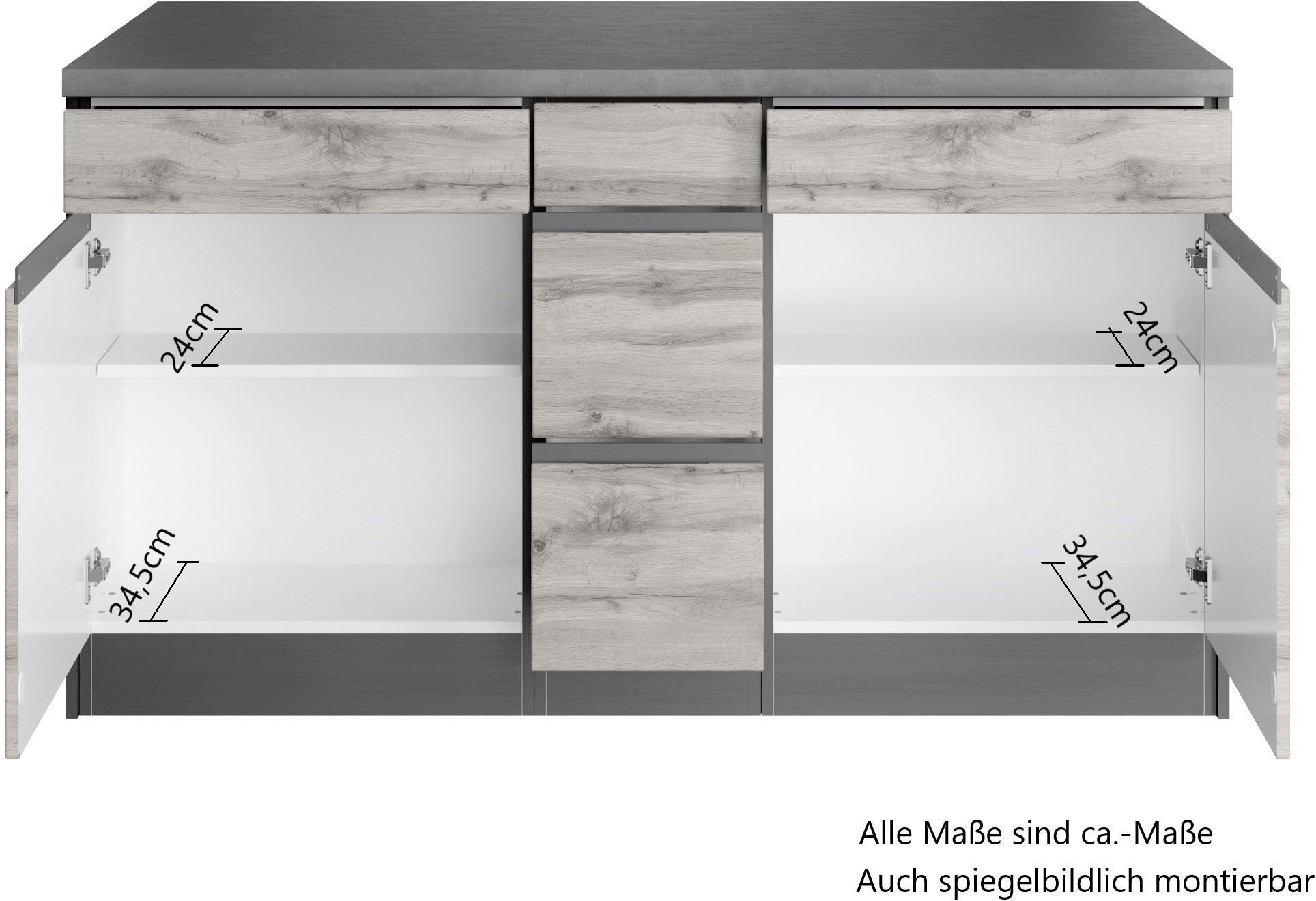 KOCHSTATION Winkelküche »KS-Riesa« Stellbreite 340x150 cm, wahlweise mit oder ohne E-Geräte