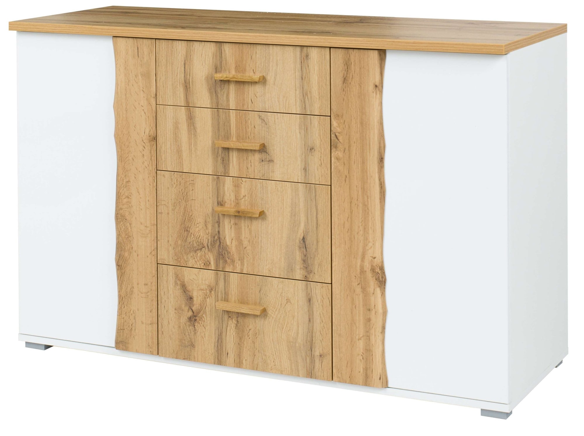 Home affaire Kommode »Kommode Fabella mit 4 Schubladen, 2 Einlegeböden, BxHxT 130x82x45 cm«, mit viel Stauraum, 2 Drehtüren