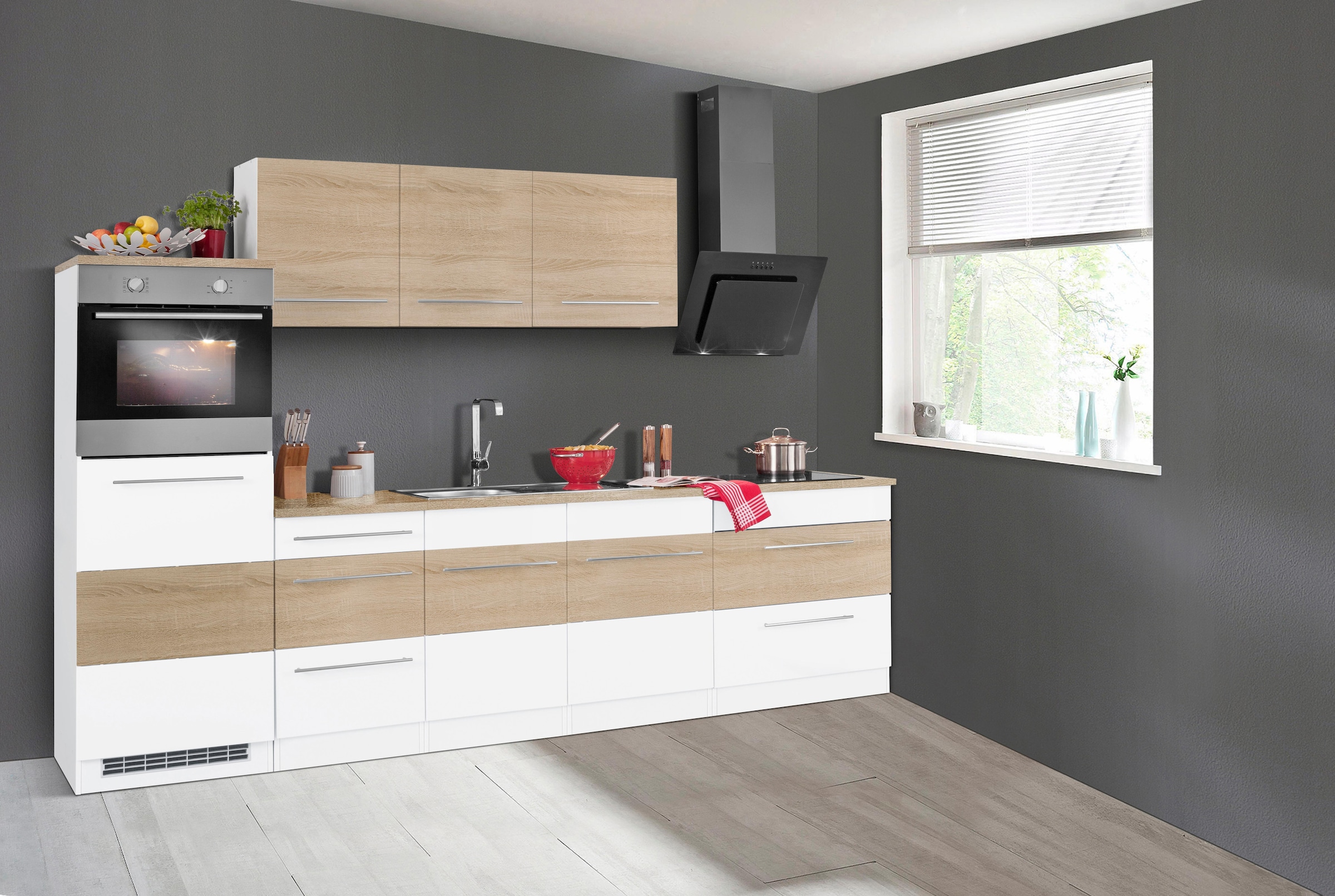 KOCHSTATION Küchenzeile »KS-Trient« Breite 290 cm, wahlweise mit E-Geräten, mit Arbeitsplatte