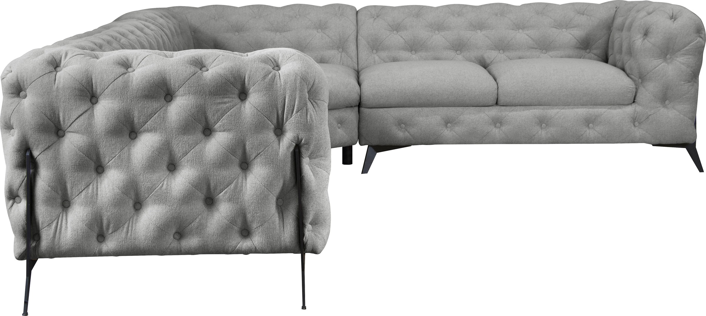 Leonique Chesterfield-Sofa »Amaury L-Form«, großes Ecksofa, Chesterfield-Optik, Breite 323 cm, Fußfarbe wählbar