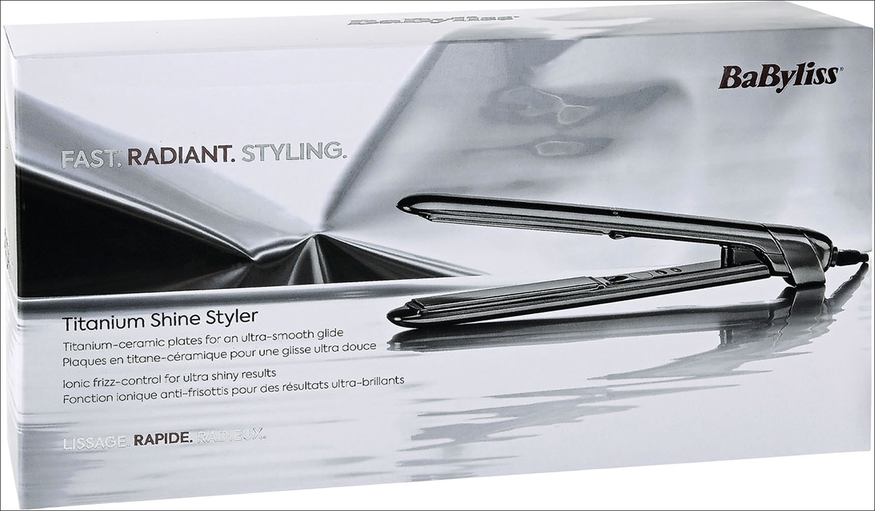 BaByliss Glätteisen »Titanium Shine professionelles Glätteisen, ST620E« Haarglätter, Titan-Keramikplatten, Ionen-Technologie, 5 Temperaturen