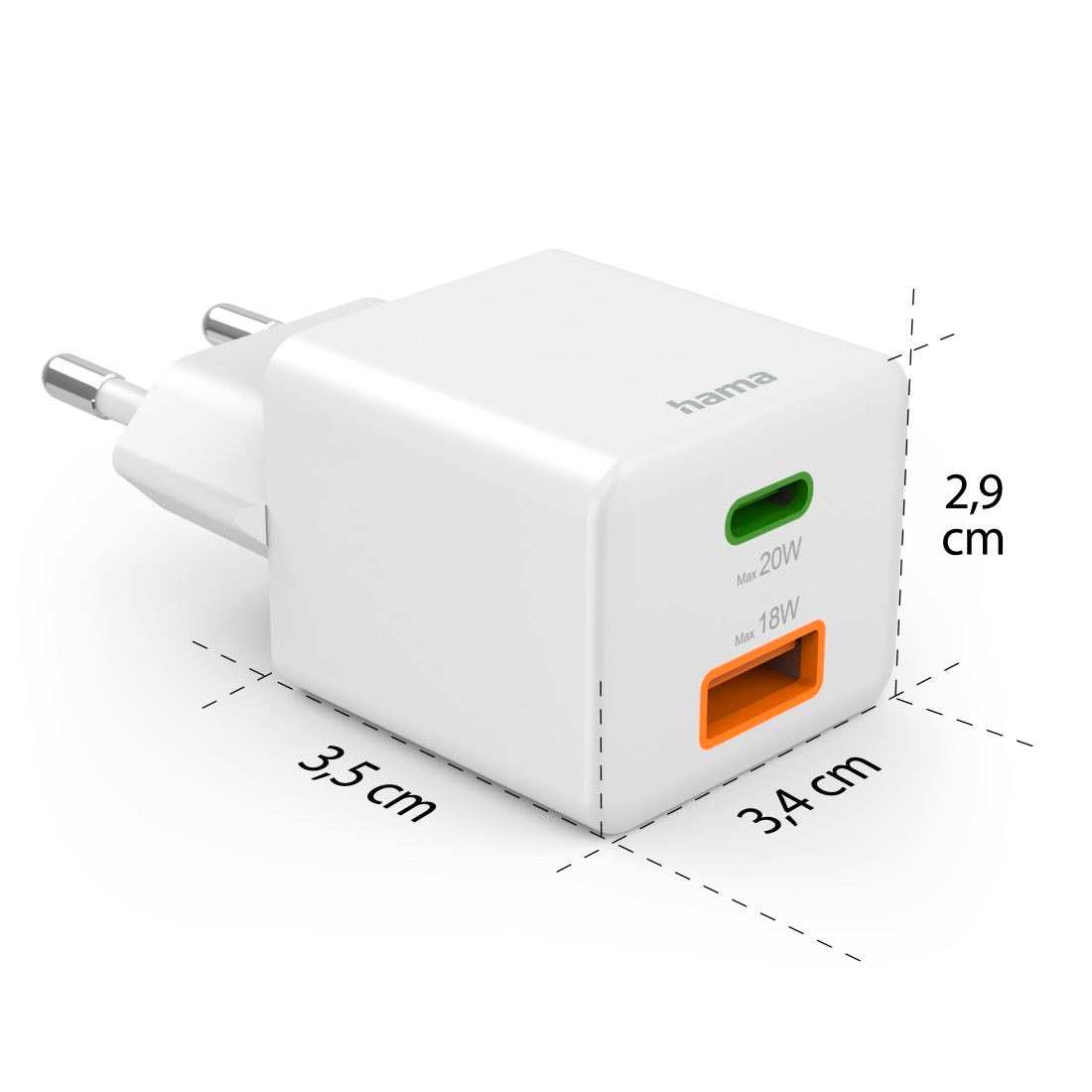 Hama Schnelllade-Gerät »USB-Ladegerät (Schnellladegerät Handy, 1x USB-C, 1x USB-A, 20 Watt)« 1 Stk. tlg.