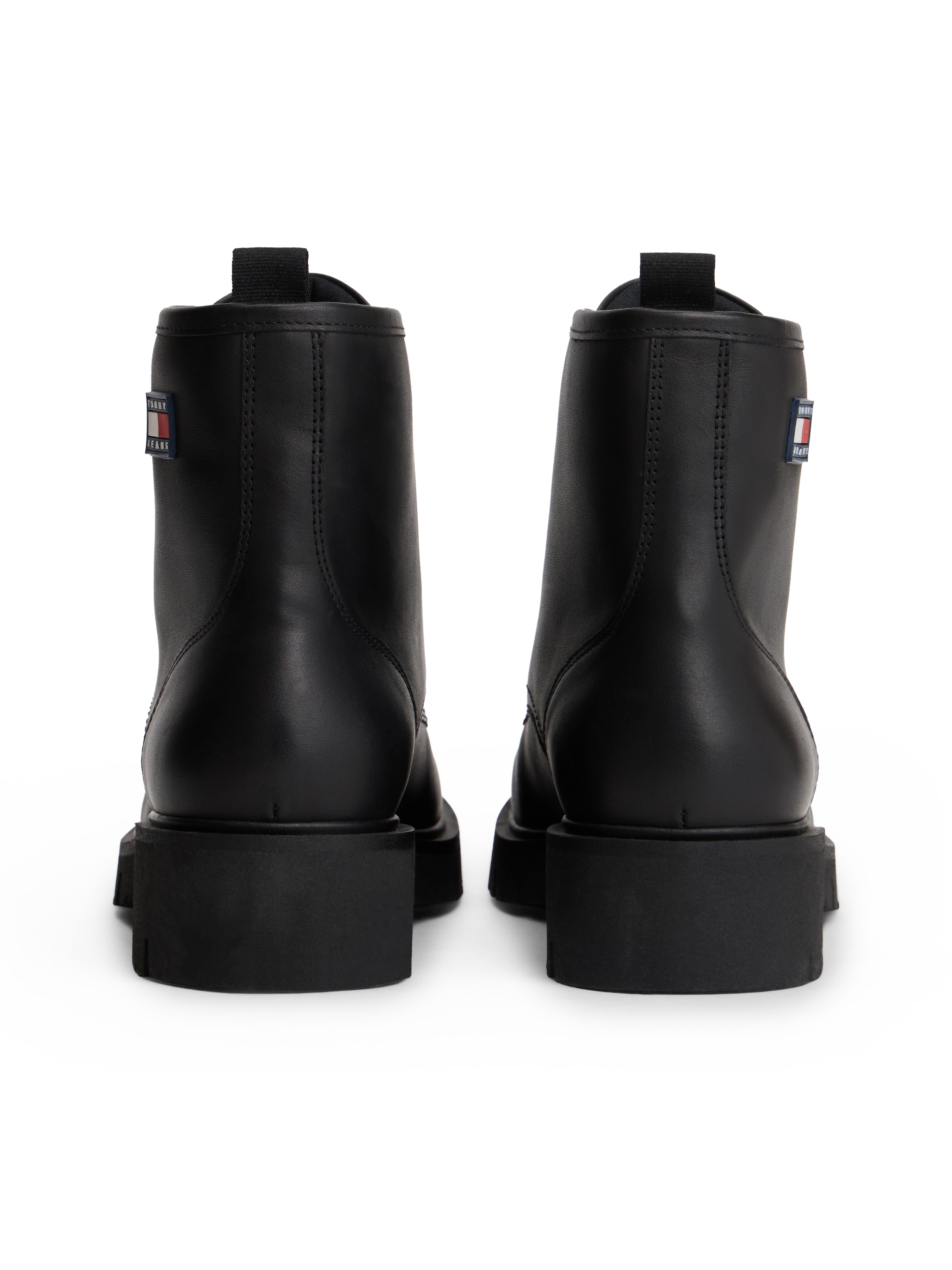 Tommy Jeans Schnürboots »TJW LACE UP LEATHER BOOT«  , Blockabsatz, Schnürstiefelette mit Logoflag an der Seite