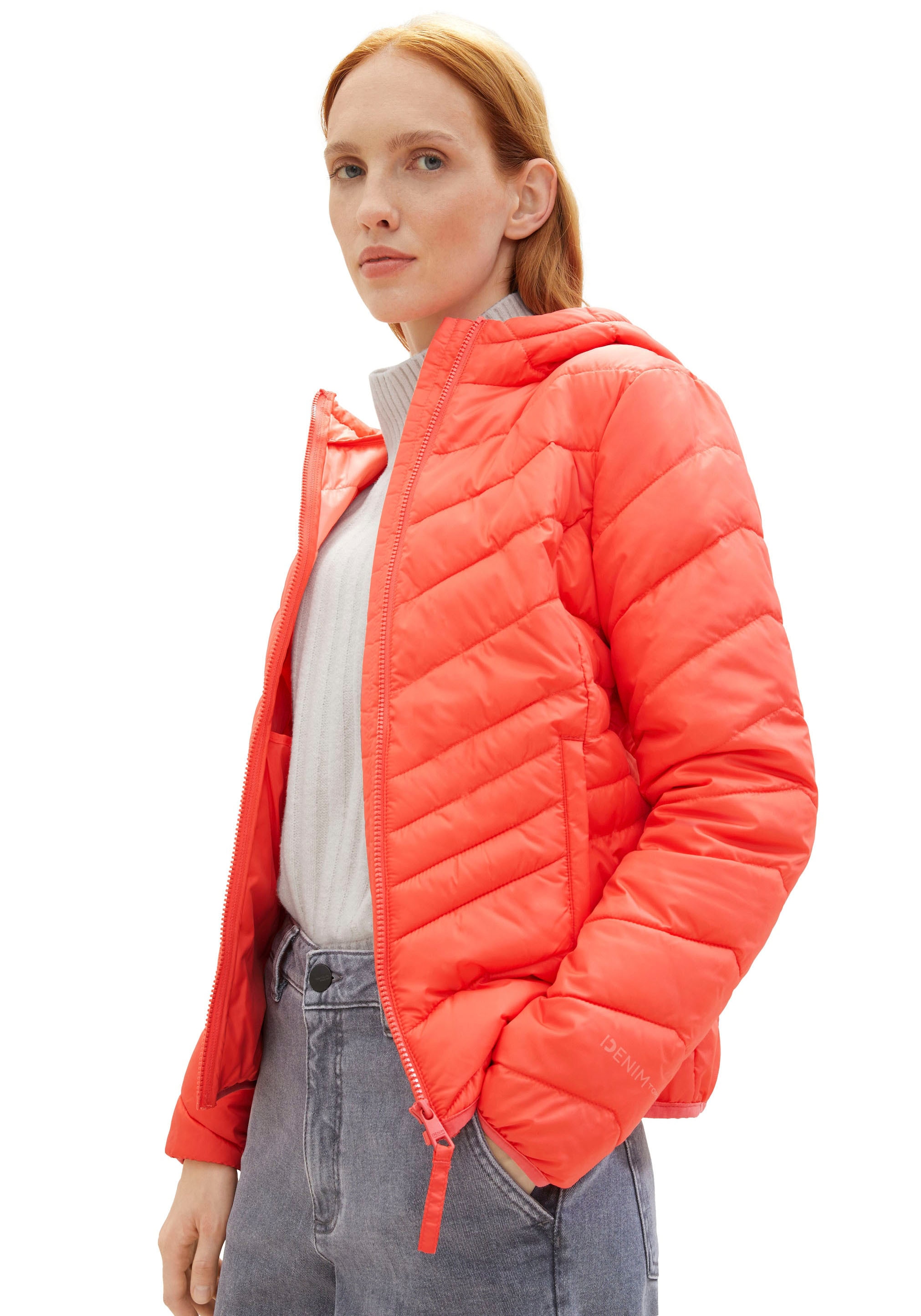 TOM TAILOR Denim Steppjacke, mit Kapuze, mit Kapuze