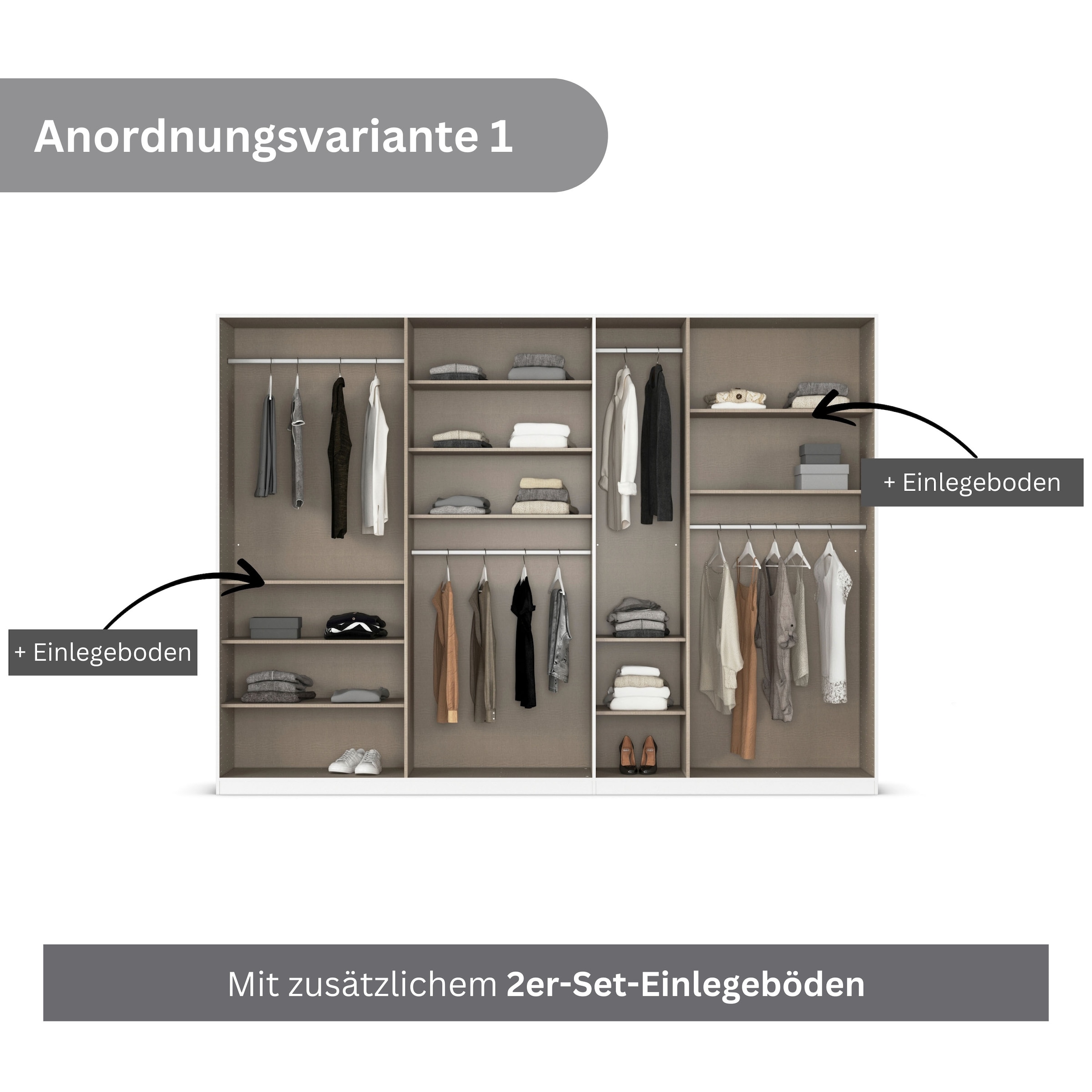 rauch Drehtürenschrank »Kleiderschrank Schrank Garderobe AGORDO mit Dekor- oder Hochglanzfront«, (in zwei Griff-Farben), durchdachte Innenausstattung, in 6 Breiten und 2 Höhen MADE IN GERMANY