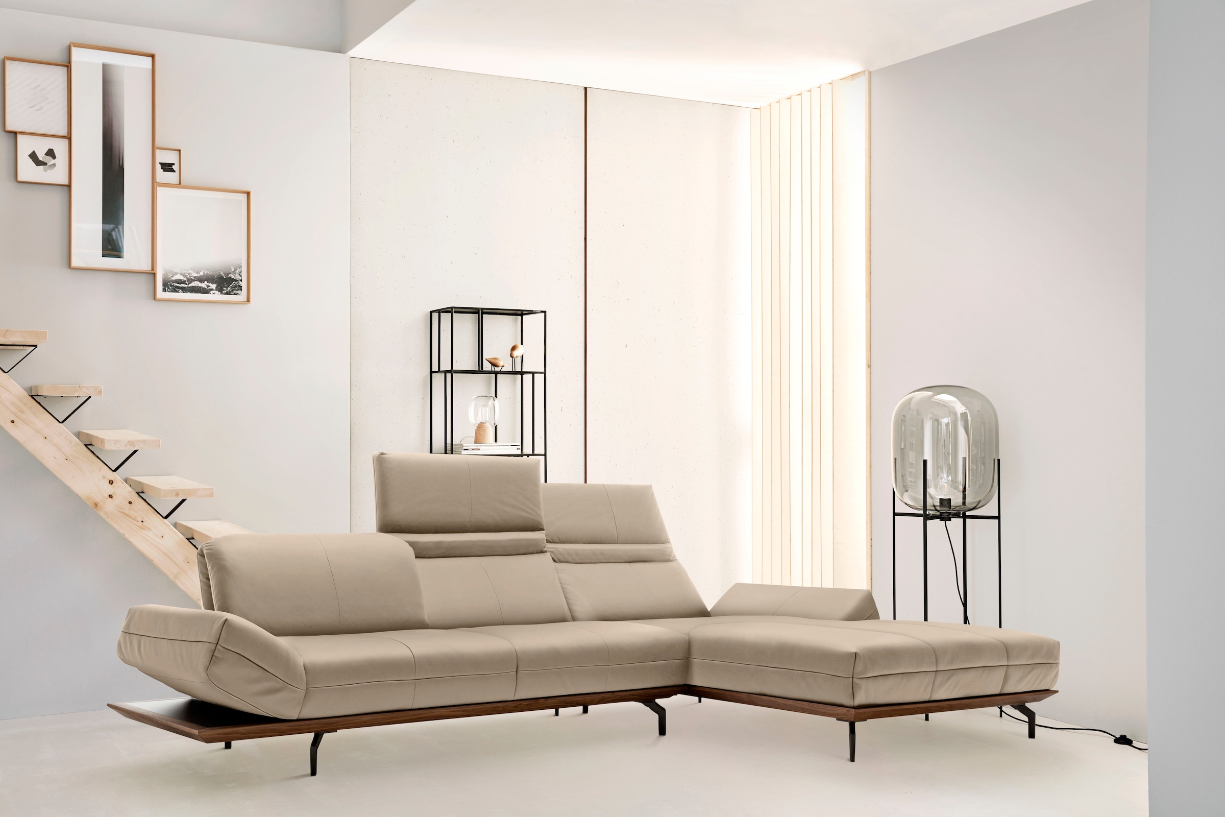 hülsta sofa Ecksofa »hs.420«, in oder in Raten Nußbaum, Natur Eiche 2 Breite auf bestellen Qualitäten, Holzrahmen 313 cm