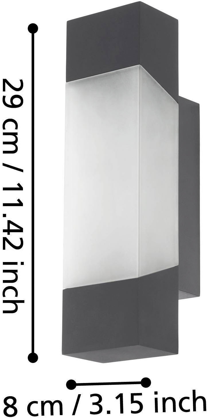 EGLO Wandleuchte »Gorzano Wandlampe, Außenleuchte aus Stahl und Kunststoff, IP44, Lampe« LED-Modul 1 Stk. Warmweiß Wand-/Deckenleuchte - L8 x H29 x AL10,5 cm - anthrazit - 1X4,8W inkl.