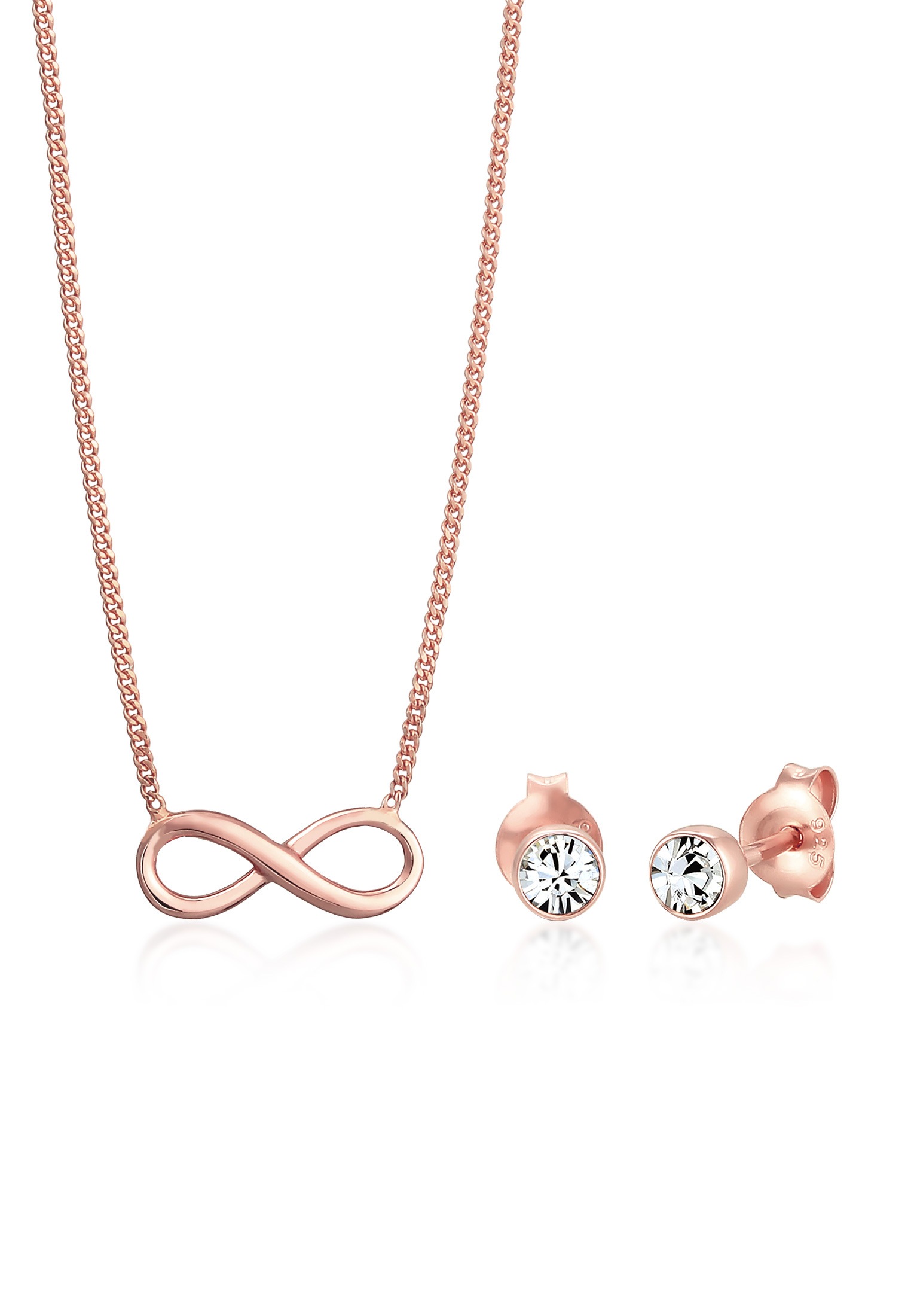 Elli Ohrring und Ketten Set »Schmuckset Infinity Ohrstecker Weiß 925 Sterling Silber, mit Kristallen von Swarovski®«