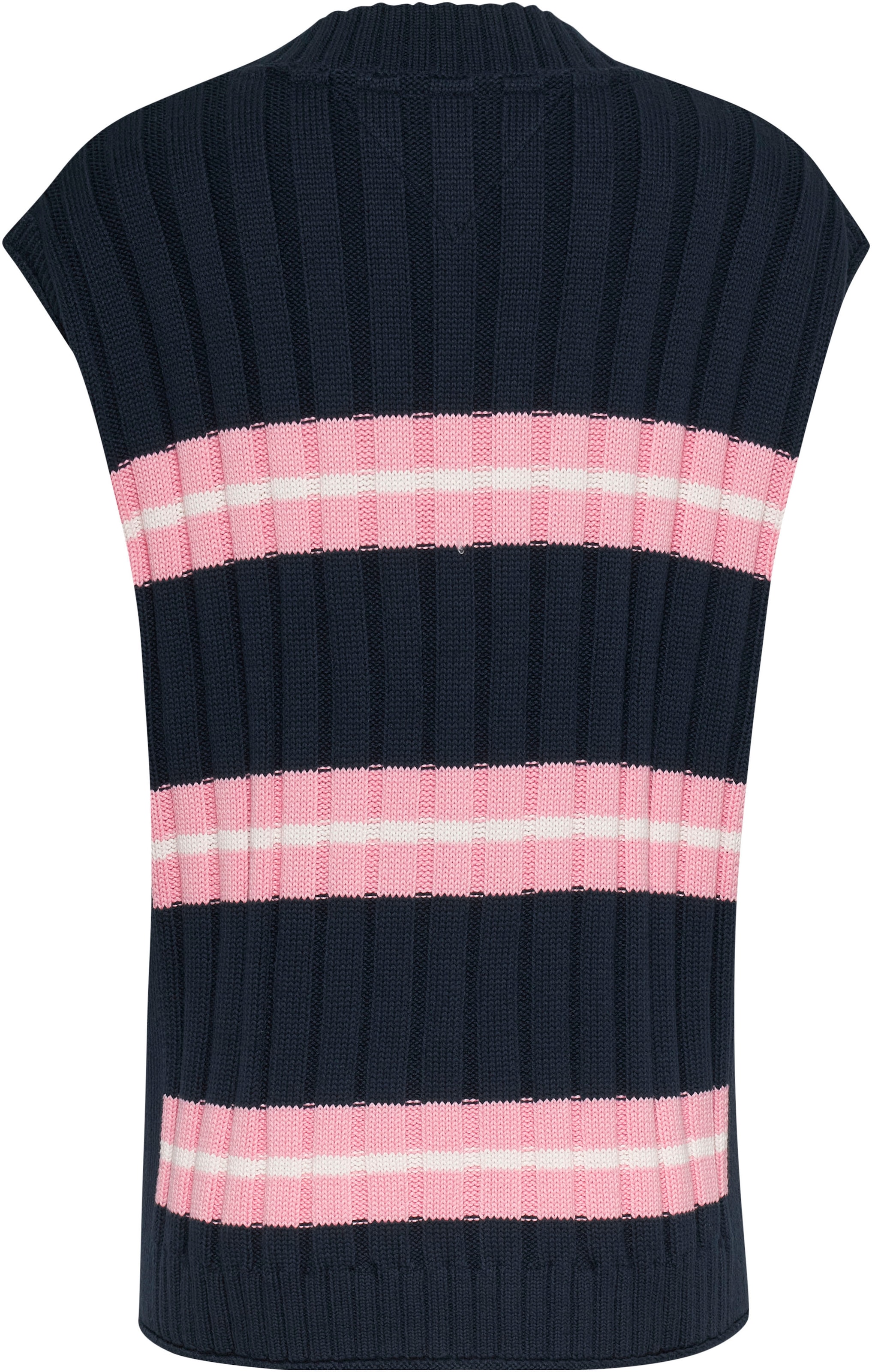 Tommy Jeans V-Ausschnitt-Pullover »TJW STRIPE V-NECK VEST«, mit Logopatch