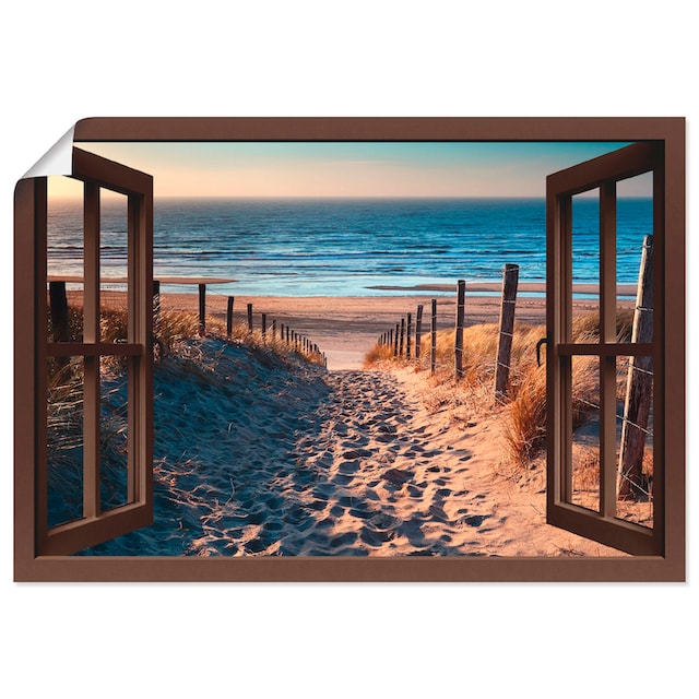 Artland Wandbild »Fensterblick Weg zum Nordseestrand«, Strand, (1 St.), als  Leinwandbild, Poster, Wandaufkleber in verschied. Größen bequem bestellen