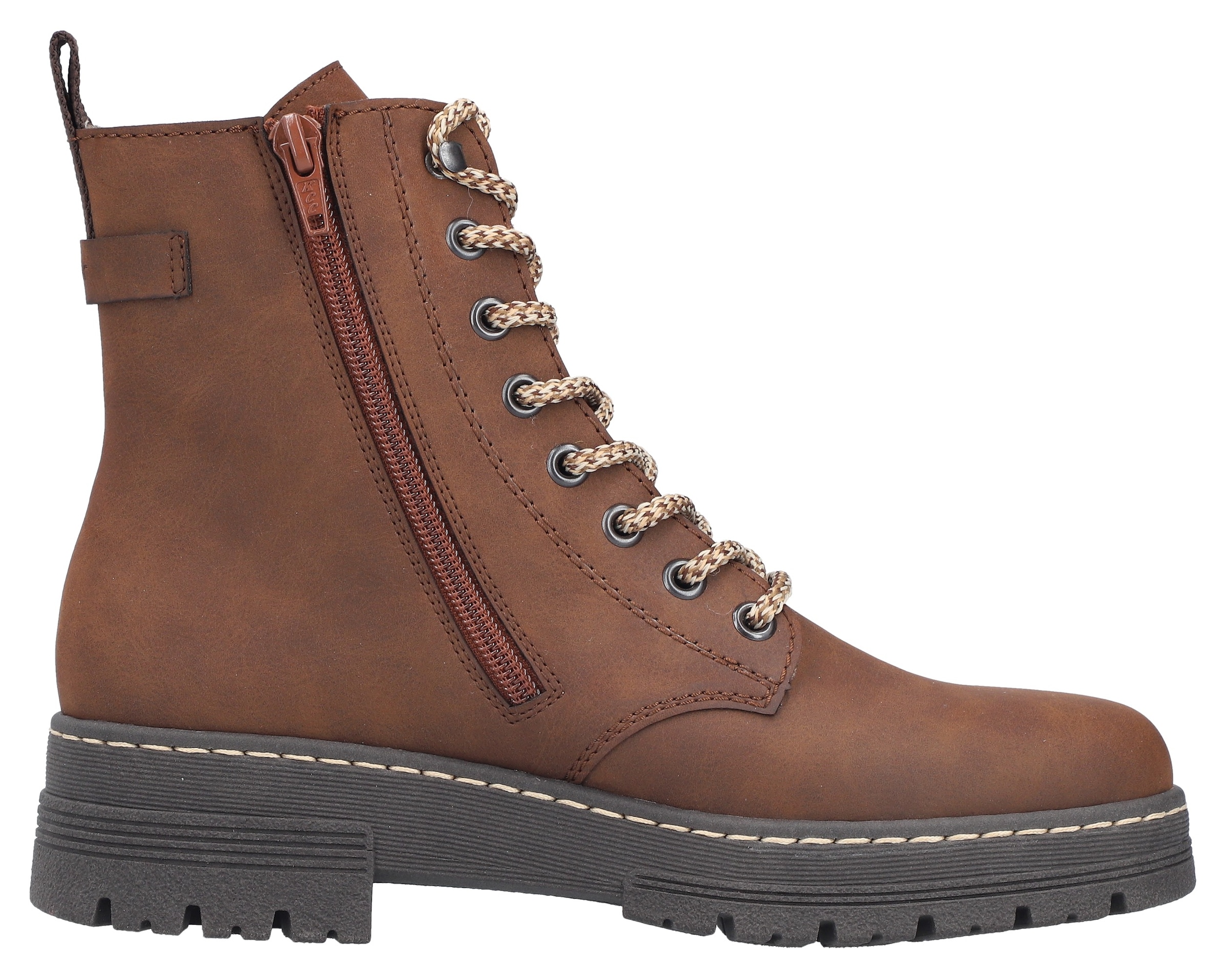 Rieker Schnürstiefelette  Schnürboots, Plateauboots, Profilsohle, mit Innenreißverschluss