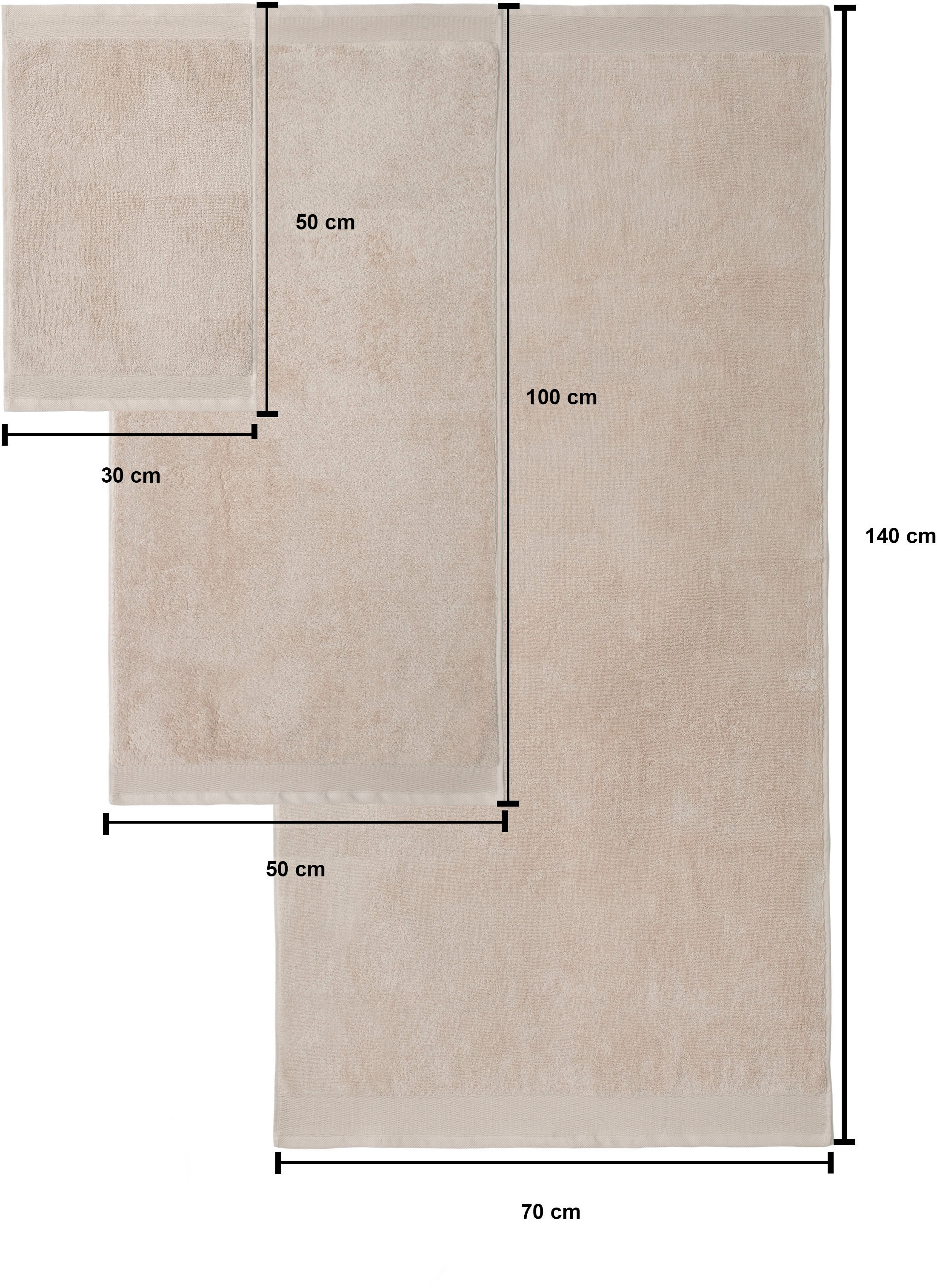 OTTO home Handtuch Set »Fenya, Premium Handtücher, 550 gr/m²«, Set, 6 tlg., Walkfrottier, Premium Handtücher mit Bordüre, Handtuch-Set, 100% Baumwolle