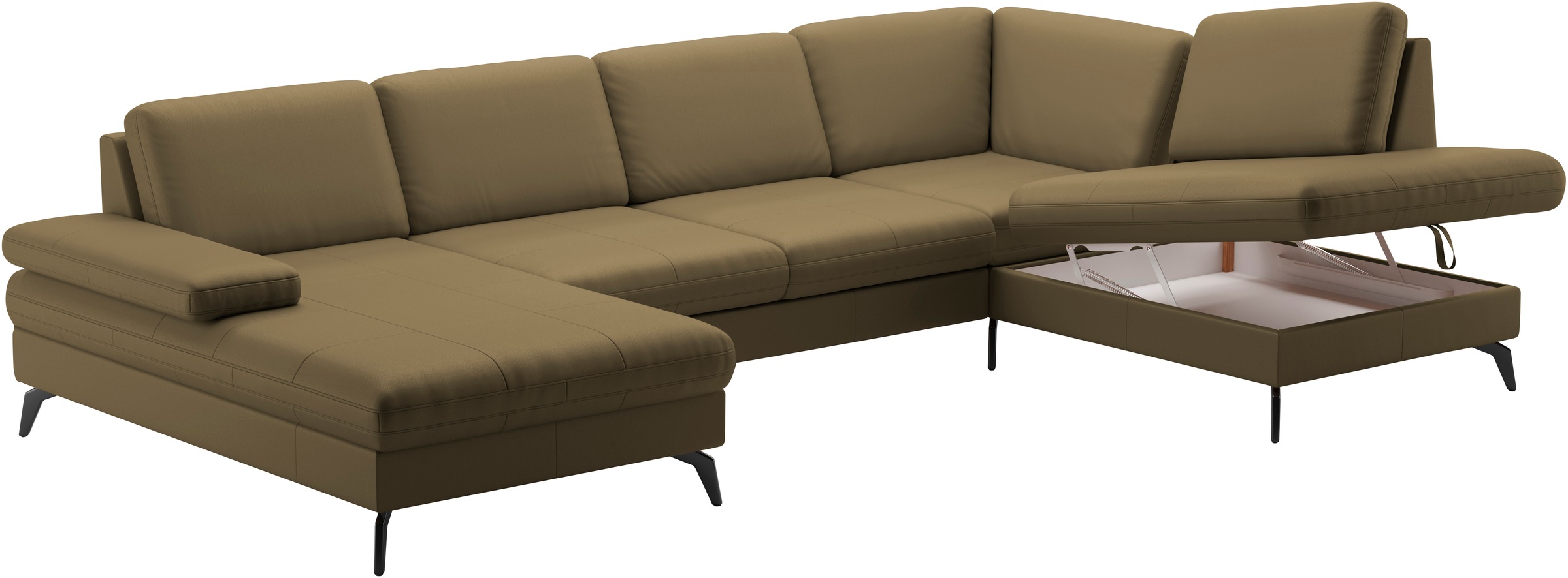 sit&more Wohnlandschaft »Morris U-Form, inkl. Sitztiefenverstellung«, wahlweise mit Armteilverstellung, Bettfunktion & Bettkasten