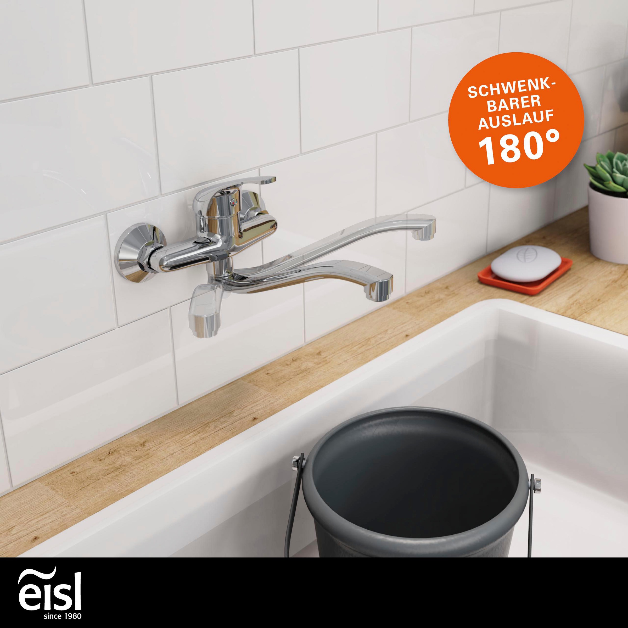Eisl Spültischarmatur »EUROPA« Küchenarmatur für Wandmontage Chrom
