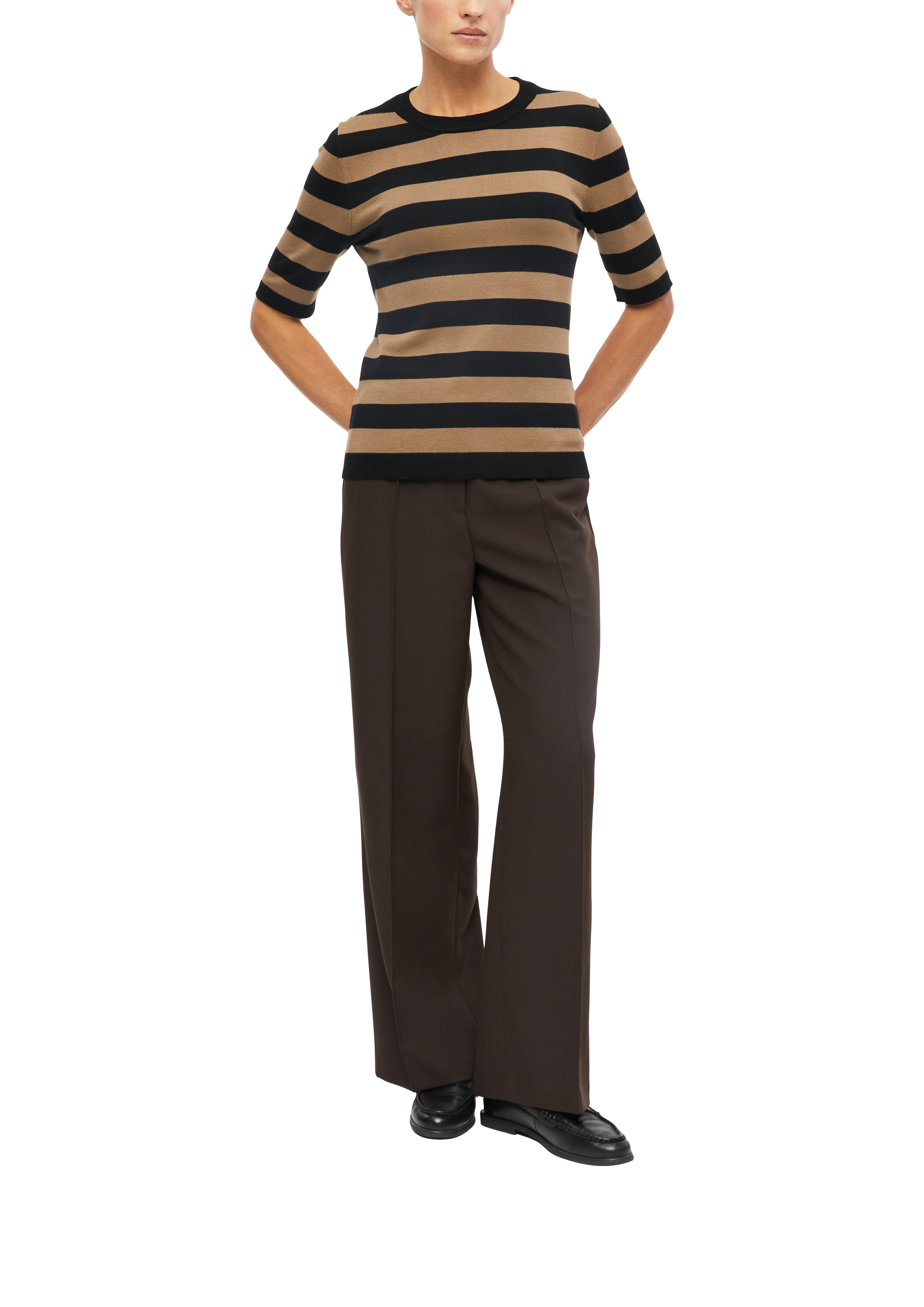 s.Oliver BLACK LABEL Strickpullover Halbarm Sommerpullover mit Viskose / Rundhals
