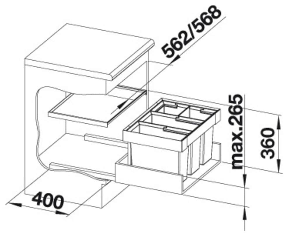 Blanco Mülltrennsystem »Flexon II 60/4«, 4 Behälter, Kunststoff, Stahlblech, 600 mm Untermass